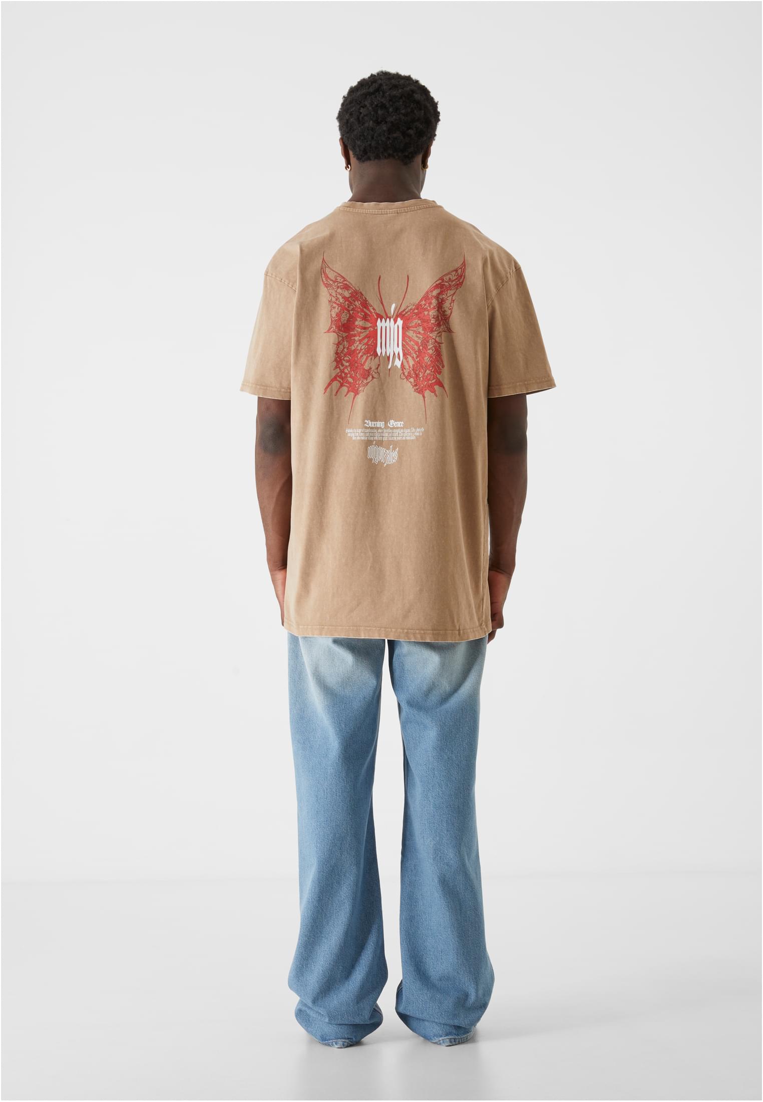 MJG Heavy Oversized Acid Washed Tee Inferno Butterfly