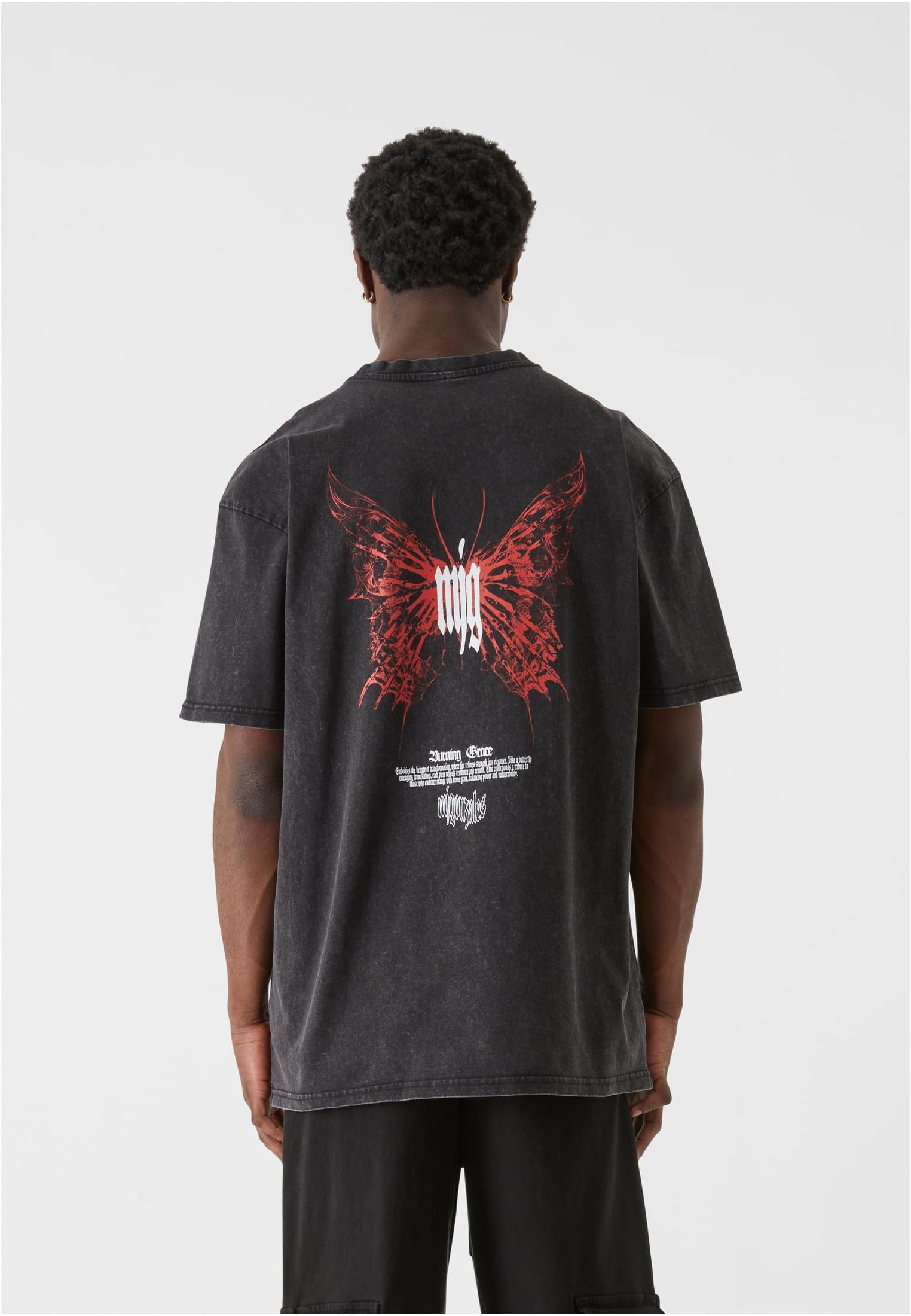 MJG Heavy Oversized Acid Washed Tee Inferno Butterfly