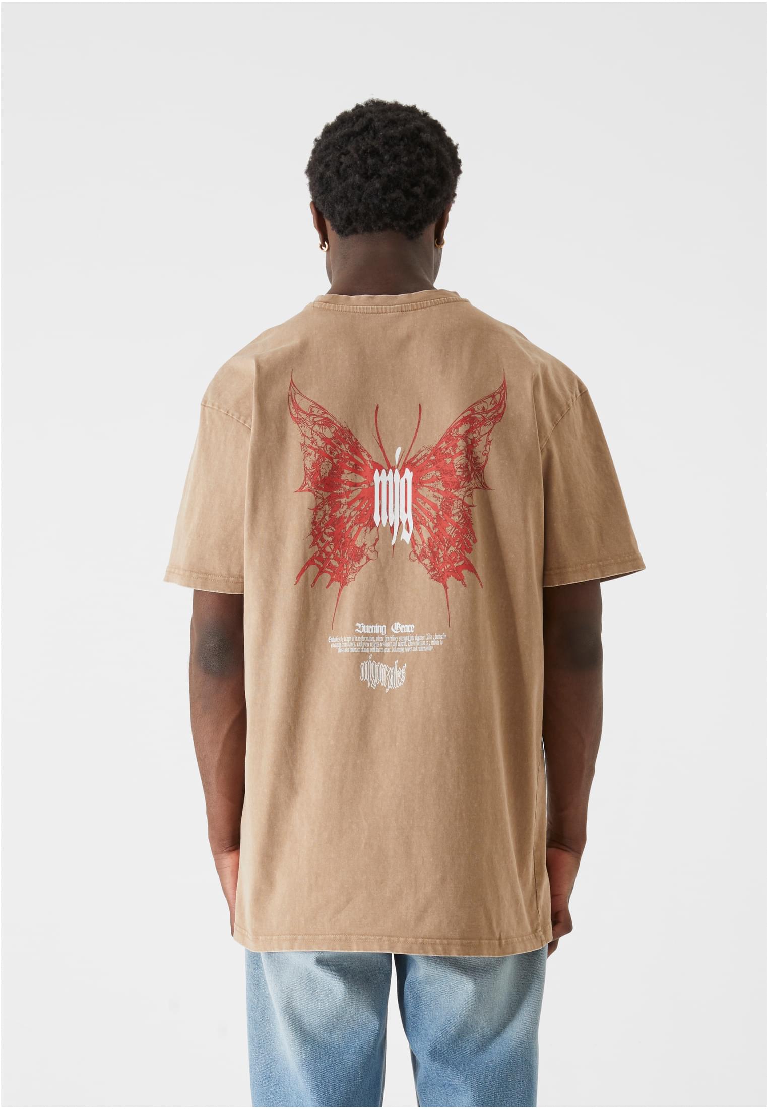 MJG Heavy Oversized Acid Washed Tee Inferno Butterfly