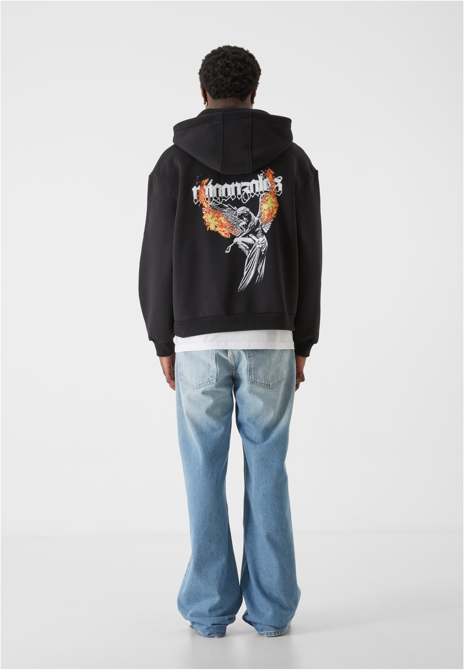 MJG Heavy Oversized Zip Hoody - Burning Wings