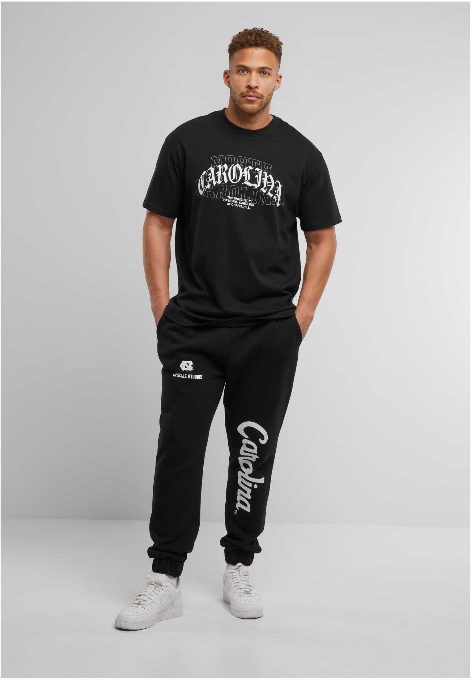 Kuzey Carolina Bağcıklı Logolu Büyük Boy Tişört Siyah XXL