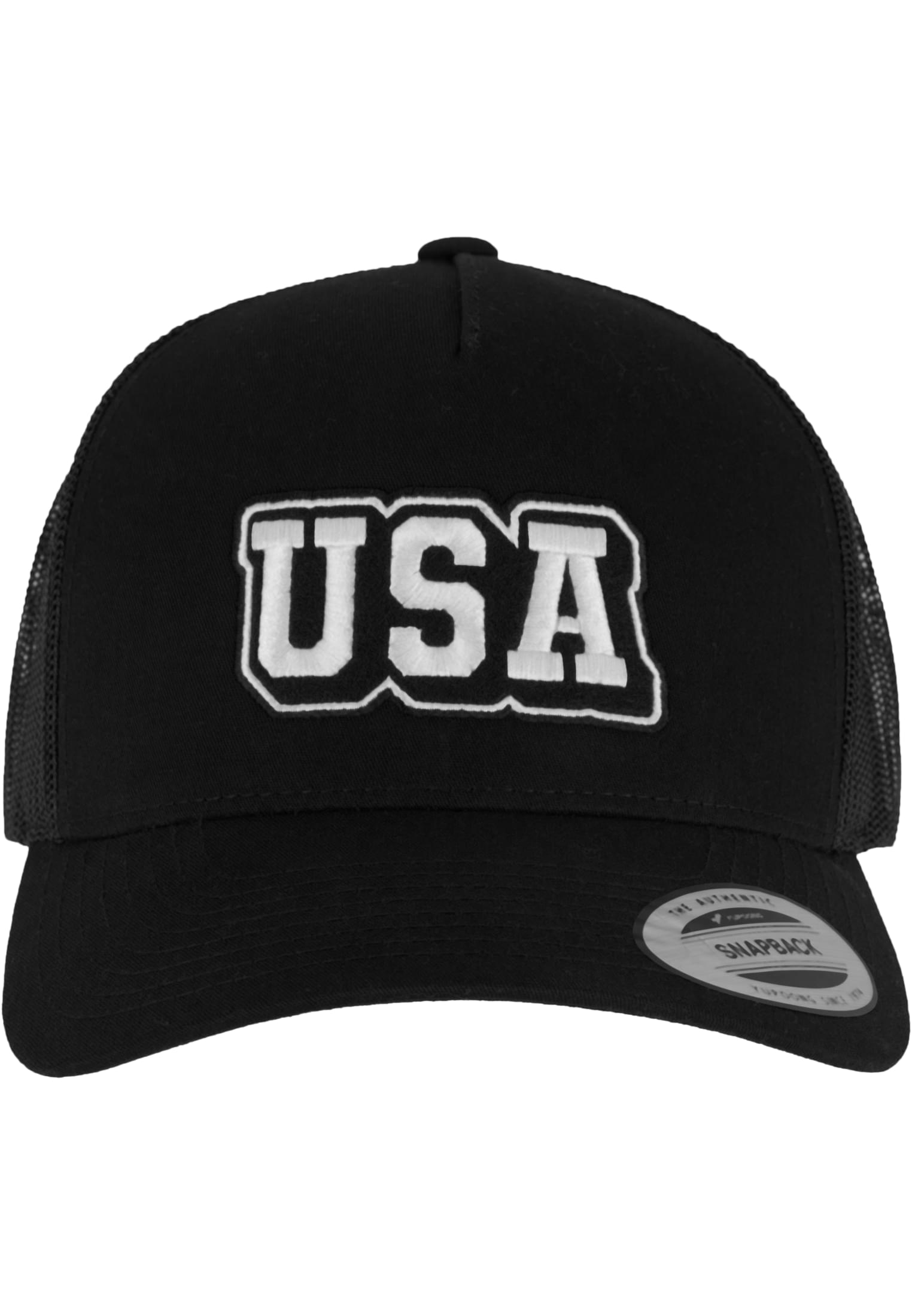 MT USA College Wording Patch 5-Panel Retro Trucker Cap