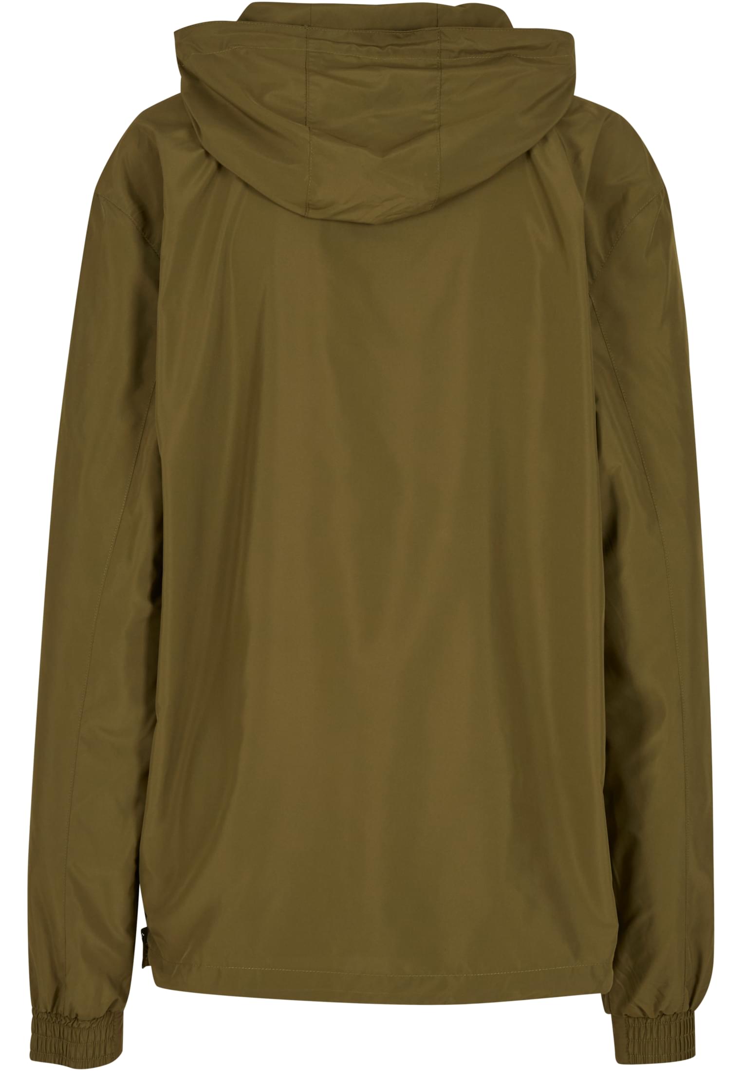 Baksidan av den olivgröna MT Think Different Basic Pull Over Jacket med huva.