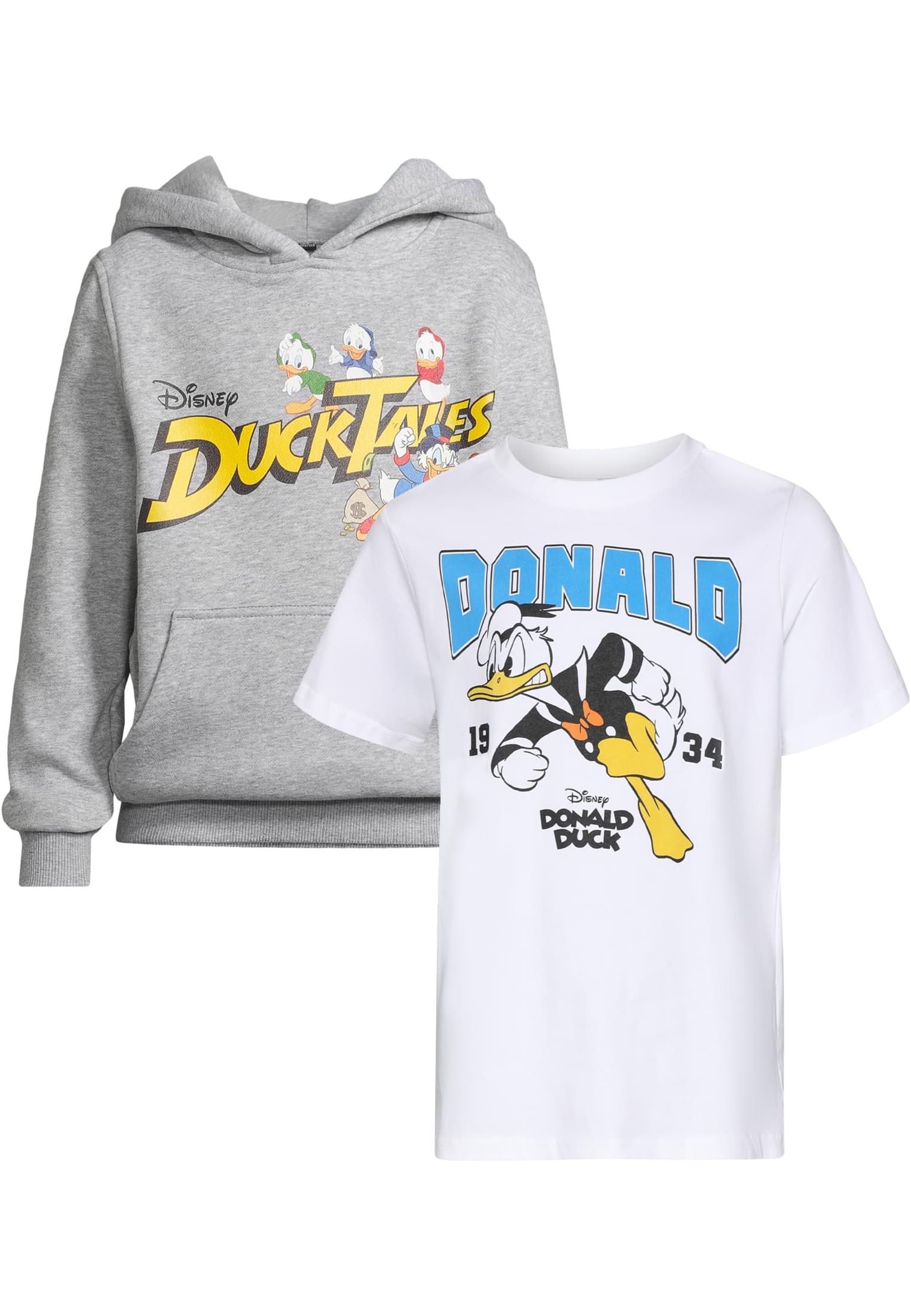 T-Shirt 2 Pack - manica corta - Donald & Ducktales bianco+grigio mélange 158/164