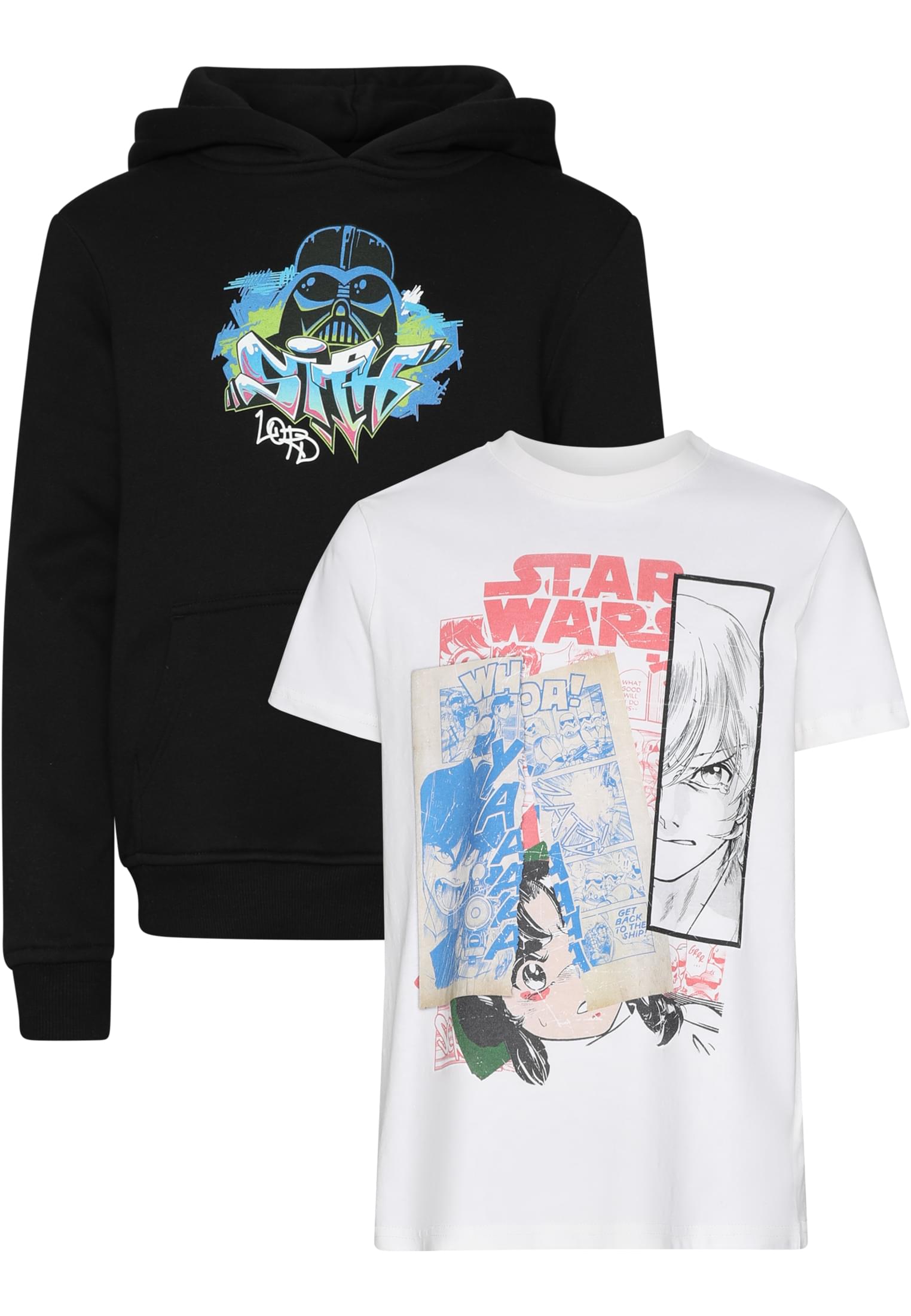 T-shirt e felpa con cappuccio 2 pezzi - Star Wars nero+bianco 158/164