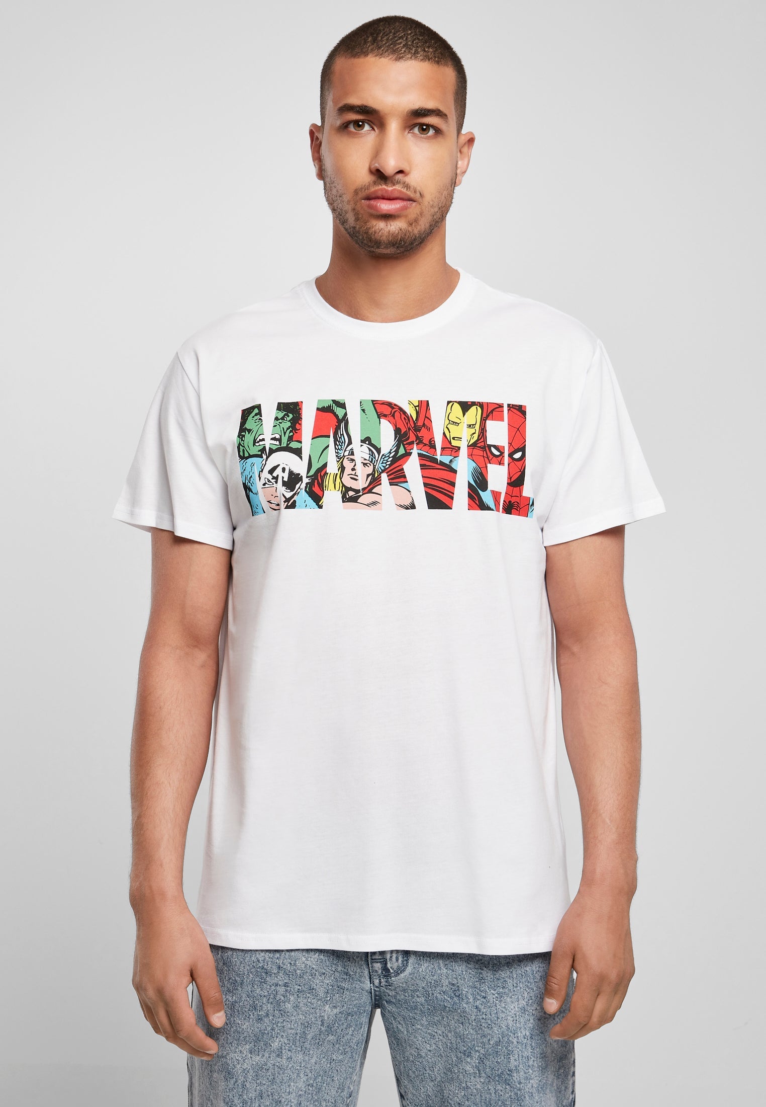 Marvel Logo Character Tee white XXL - workoutbrands.com