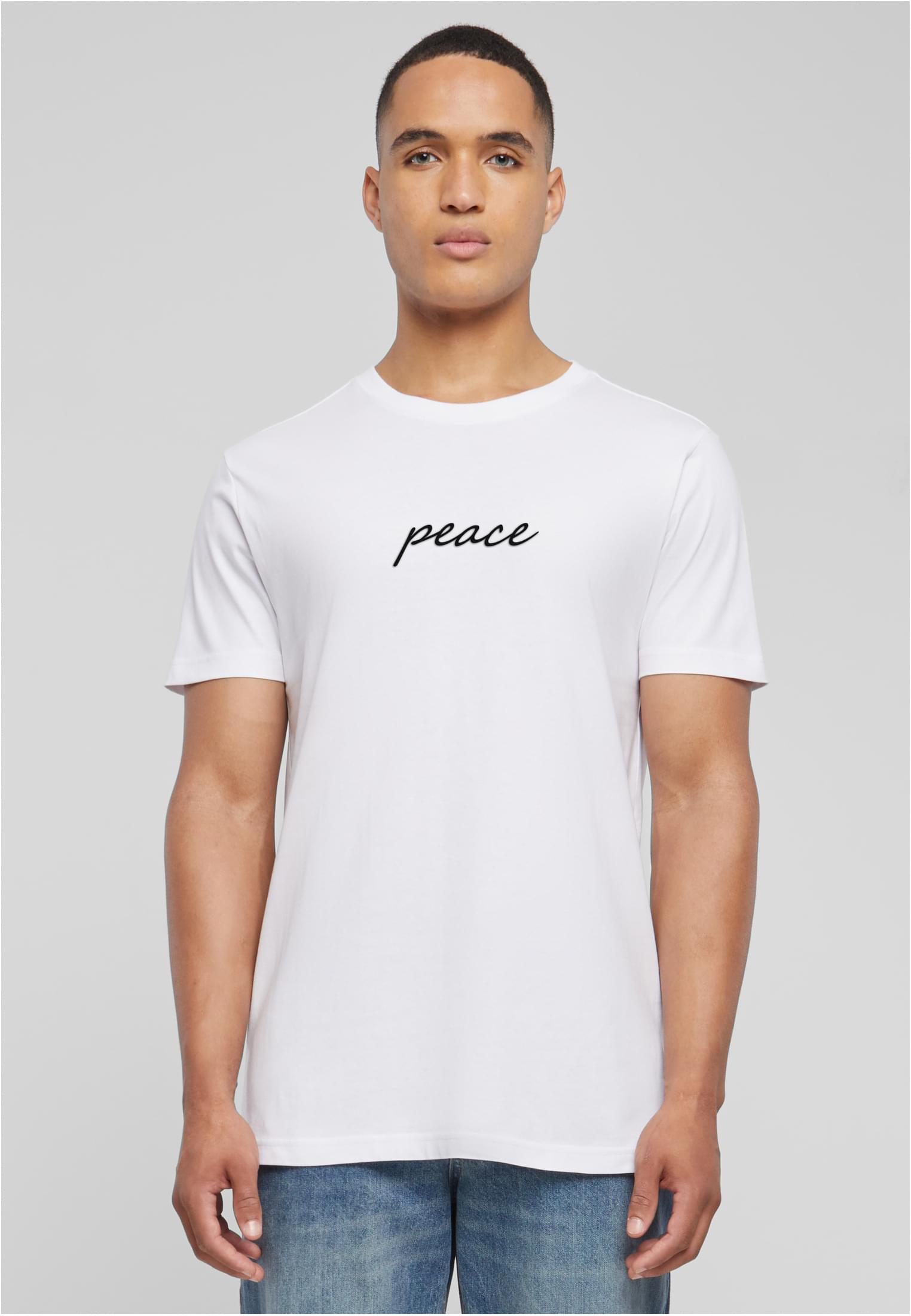 Peace Wording EMB Tee white XXL - workoutbrands.com