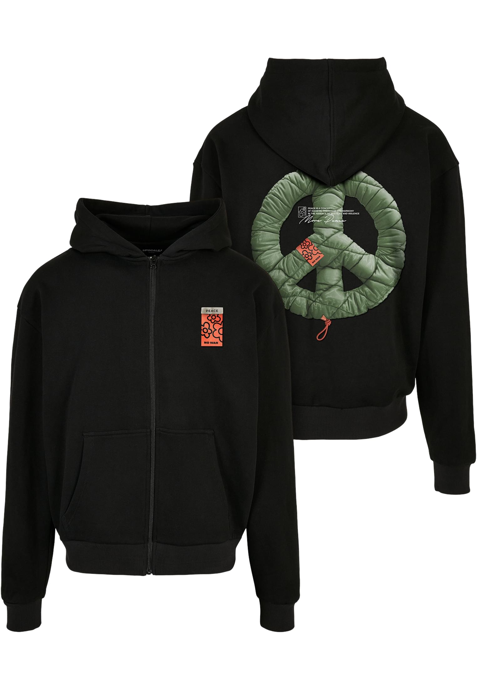 Puffer Peace Heavy Oversize Zip Hoody black XXL - workoutbrands.com