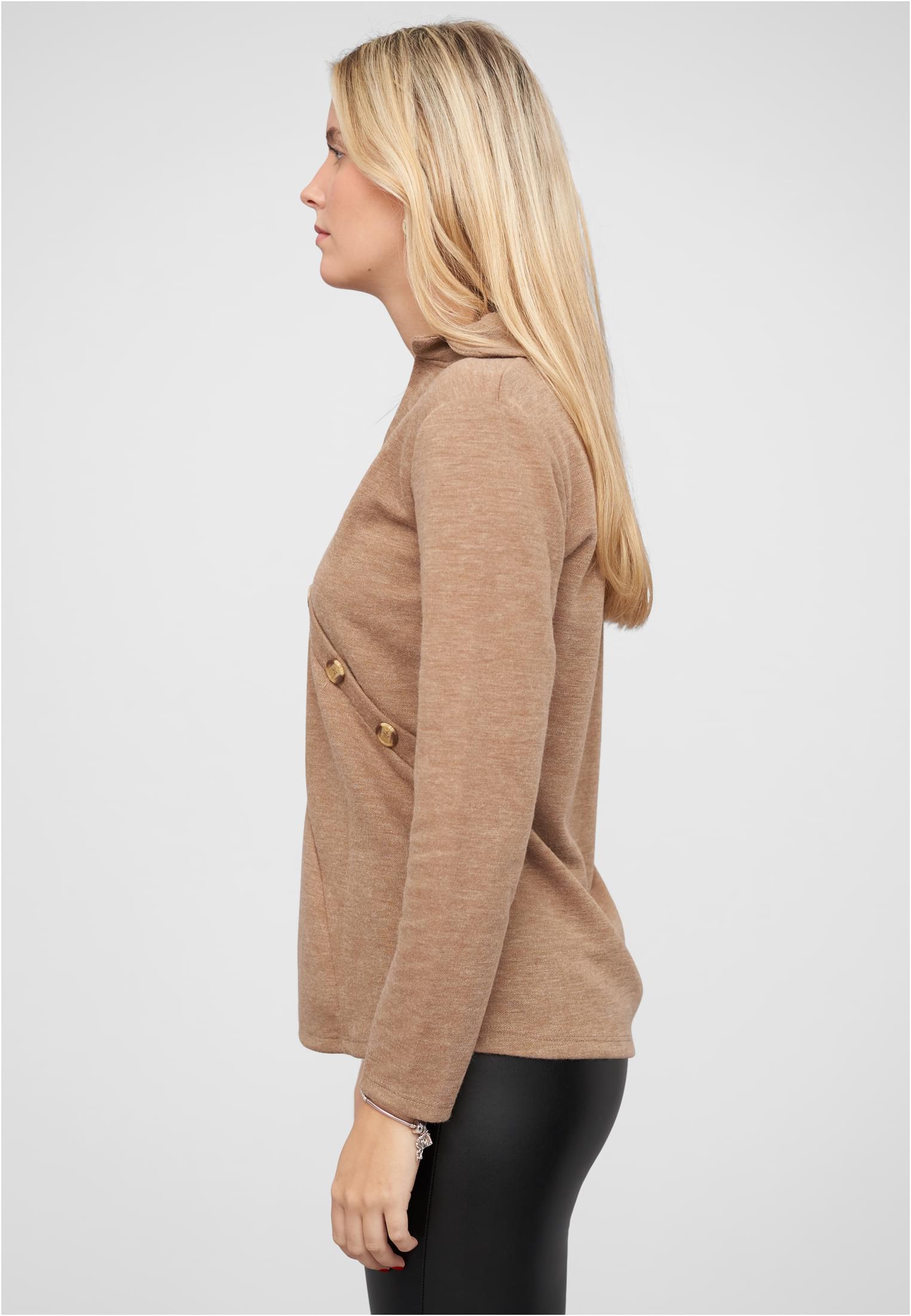 Pullover mit asymetrischer Knopfleiste brown XXL - workoutbrands.com
