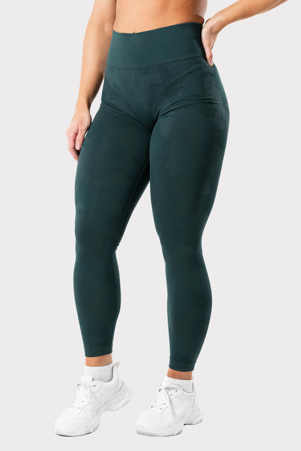 R Prime Scrunch Camo Tights - Teal - workoutbrands.com