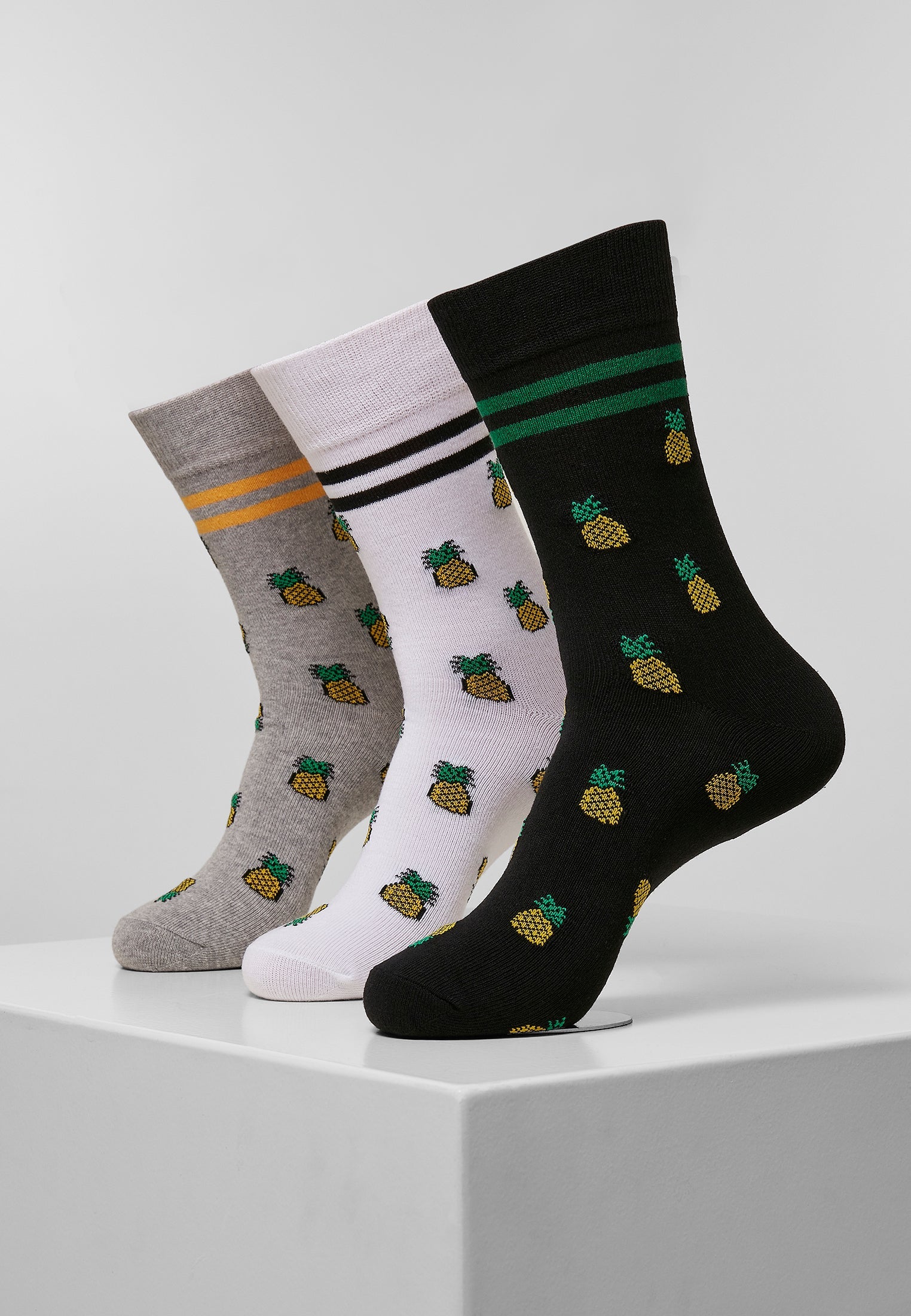 Recycled Yarn Pineapple Socks 3-Pack white/heather grey/black 35-38 - workoutbrands.com