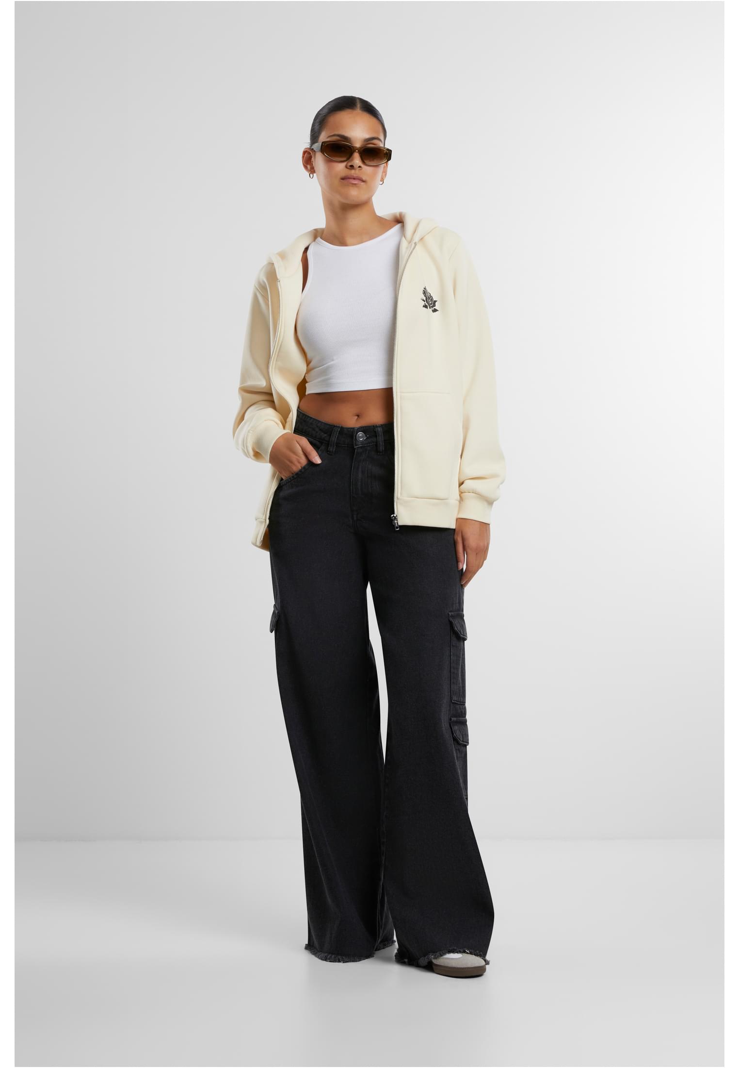 Romantic Dreamers Ladies Fluffy Zip Hoody whitesand XXL - workoutbrands.com