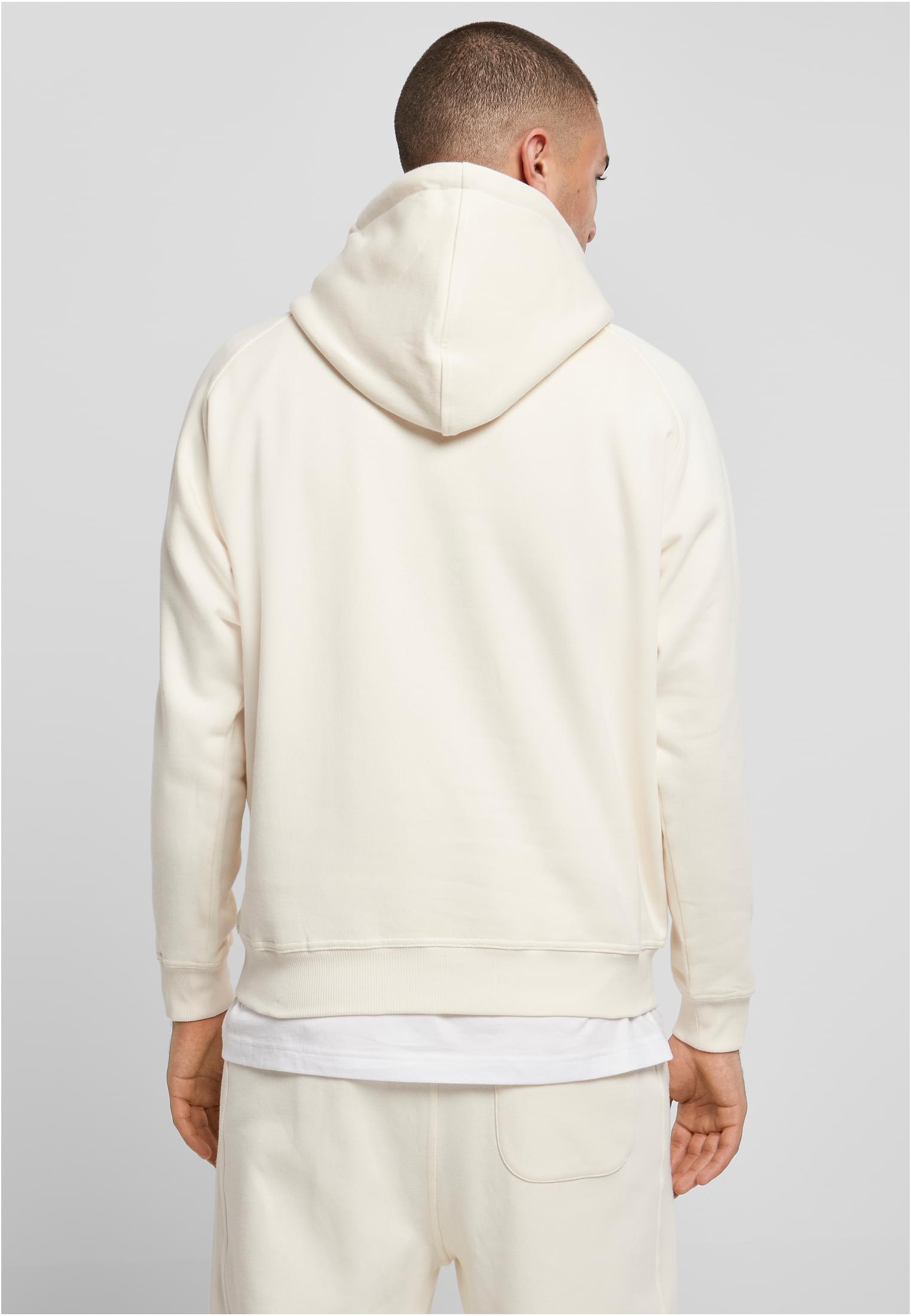 Baksidan av en manlig modell som bär en blekgrön UC Blank Hoody.