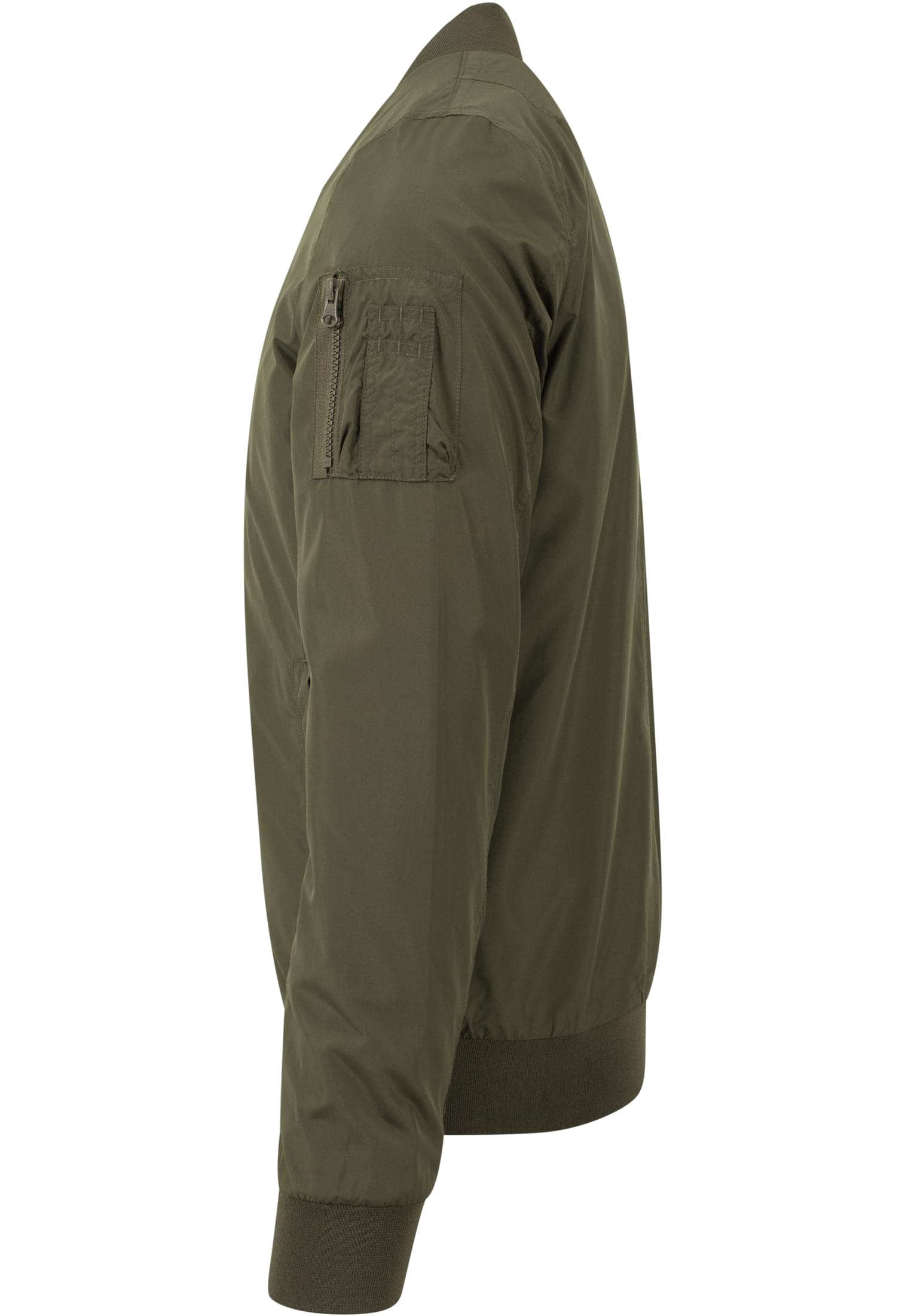 Sidoprofil av en olivgrön UC Light Bomber Jacket.