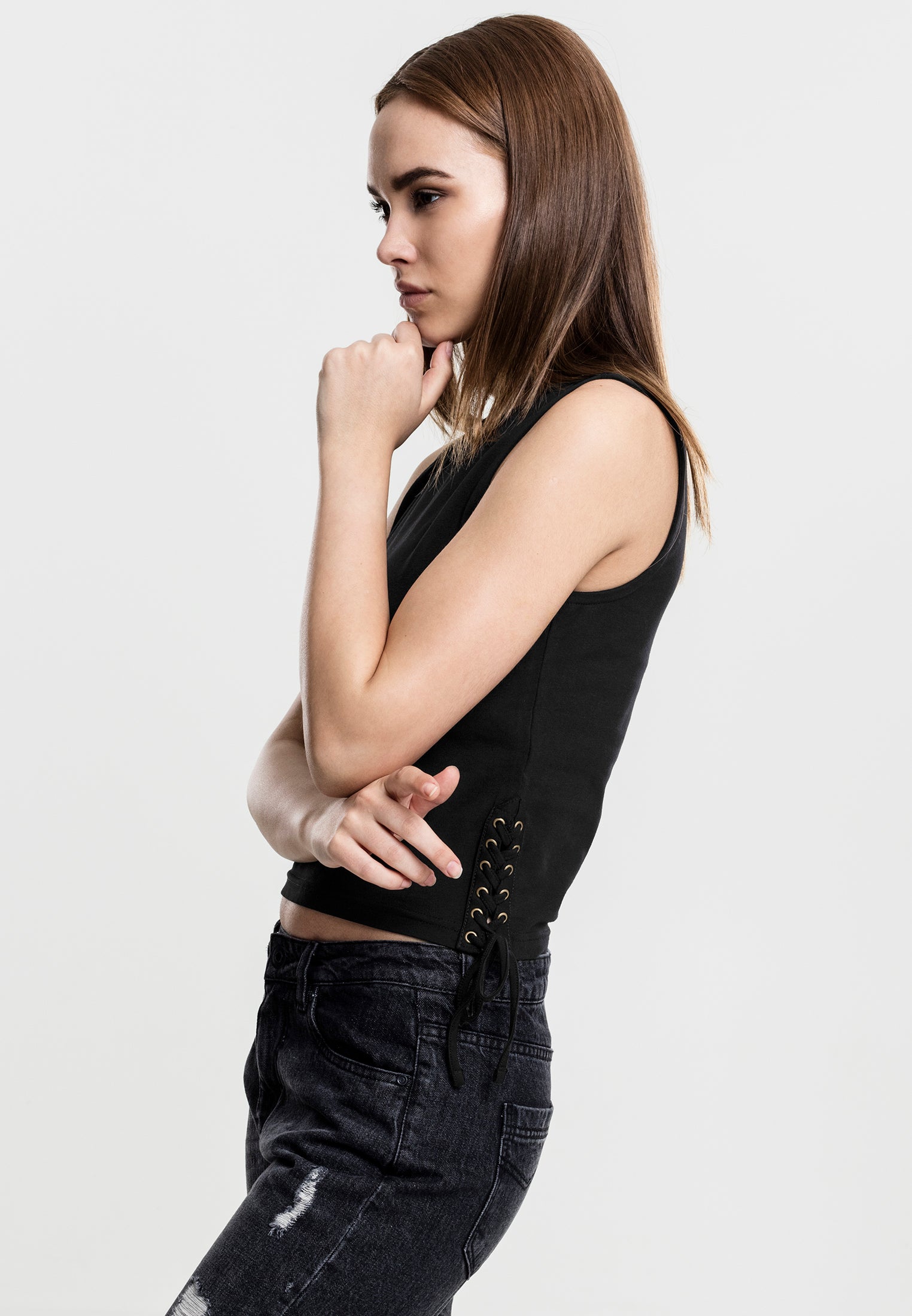 Dámský krajkový top růžový XS