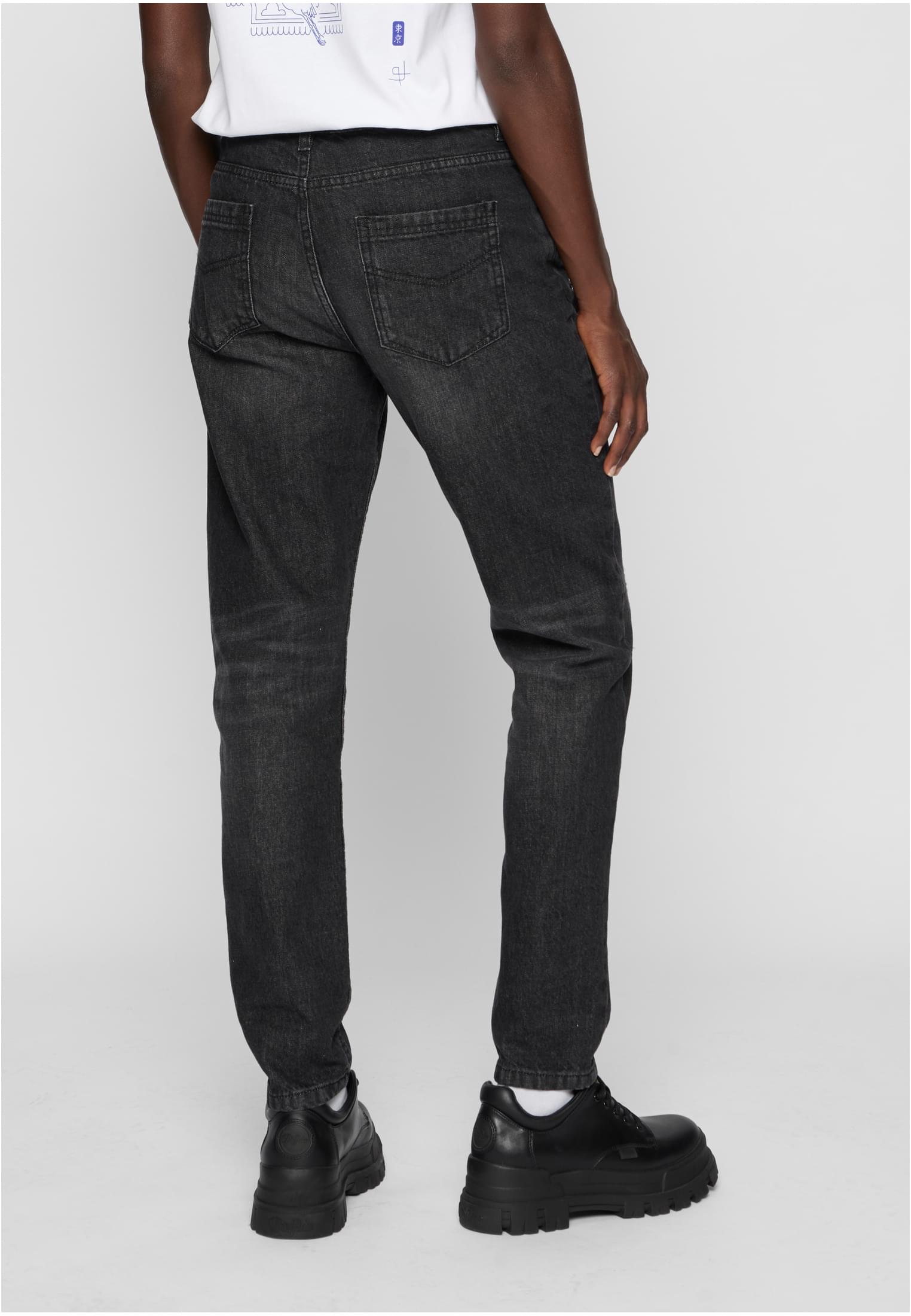 Pantaloni boyfriend in denim da donna, neri lavati, 29