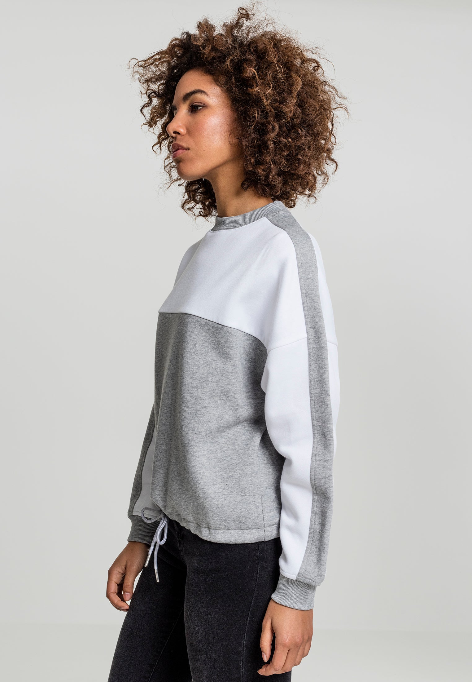 Dámská oversize 2-Tone Stripe Crew šedá/bílá XS