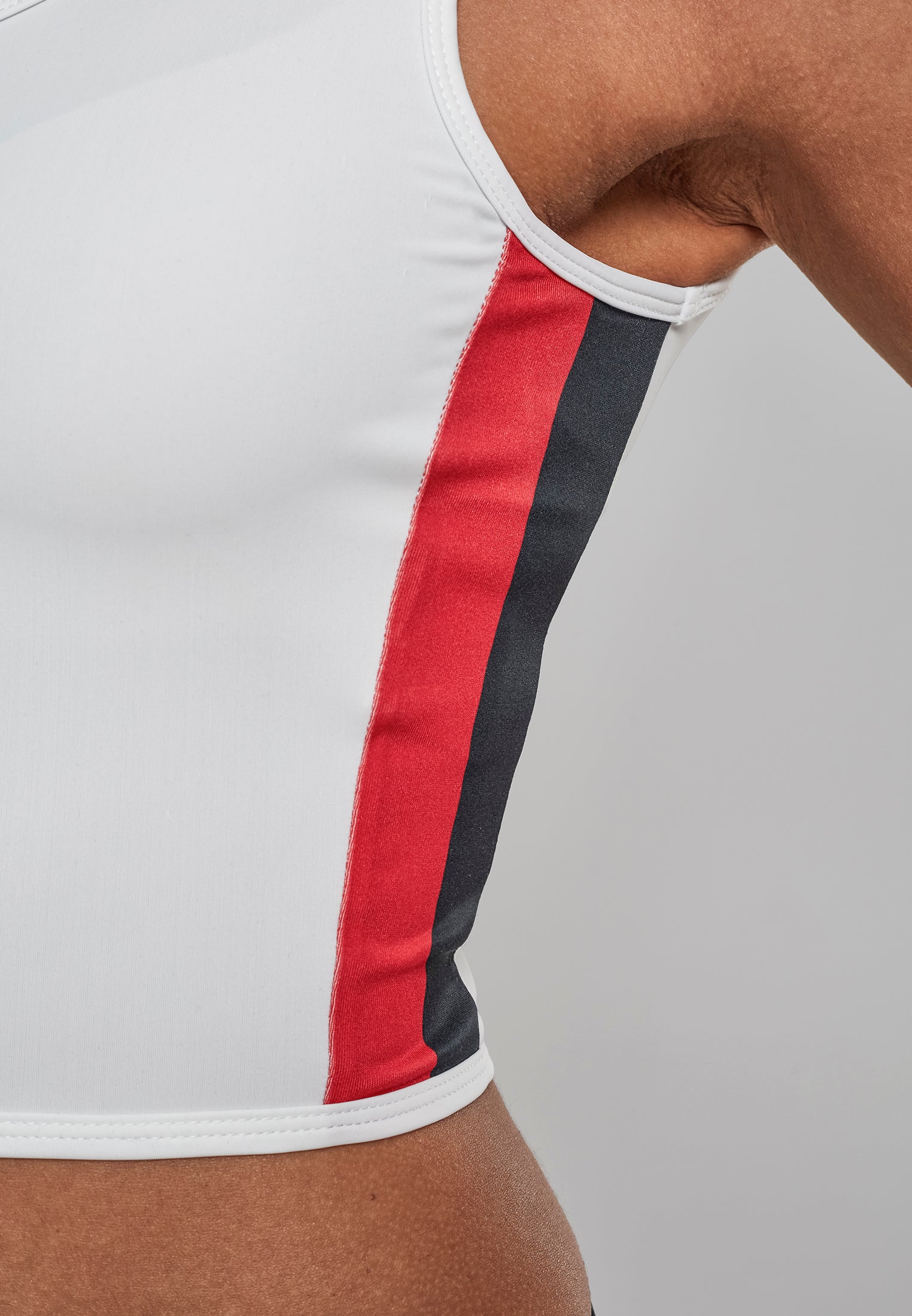 UC Side Stripe Cropped Zip Top