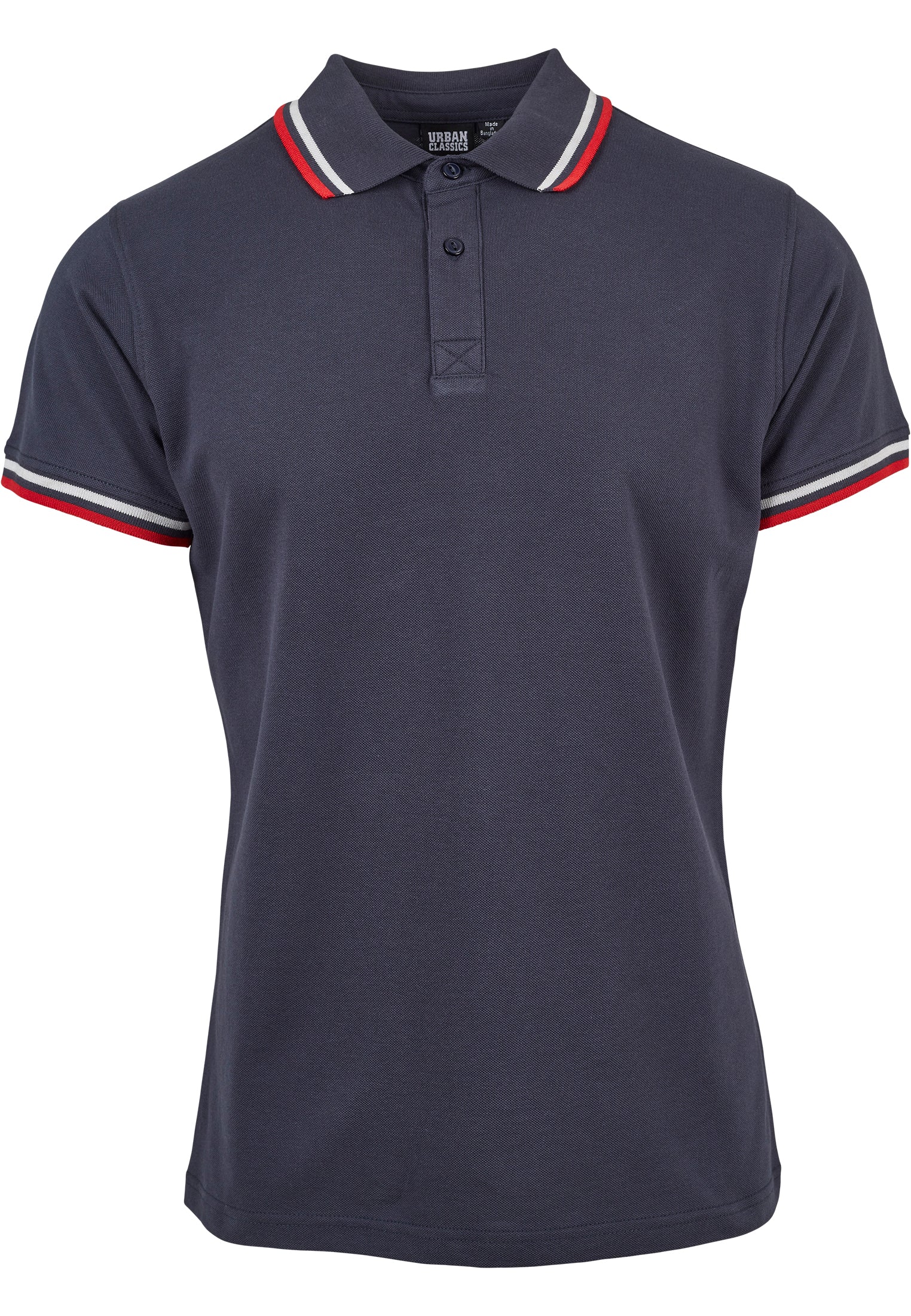 Double Stripe Polo skyrta dökkblár/hvítur/eldrauður XXL