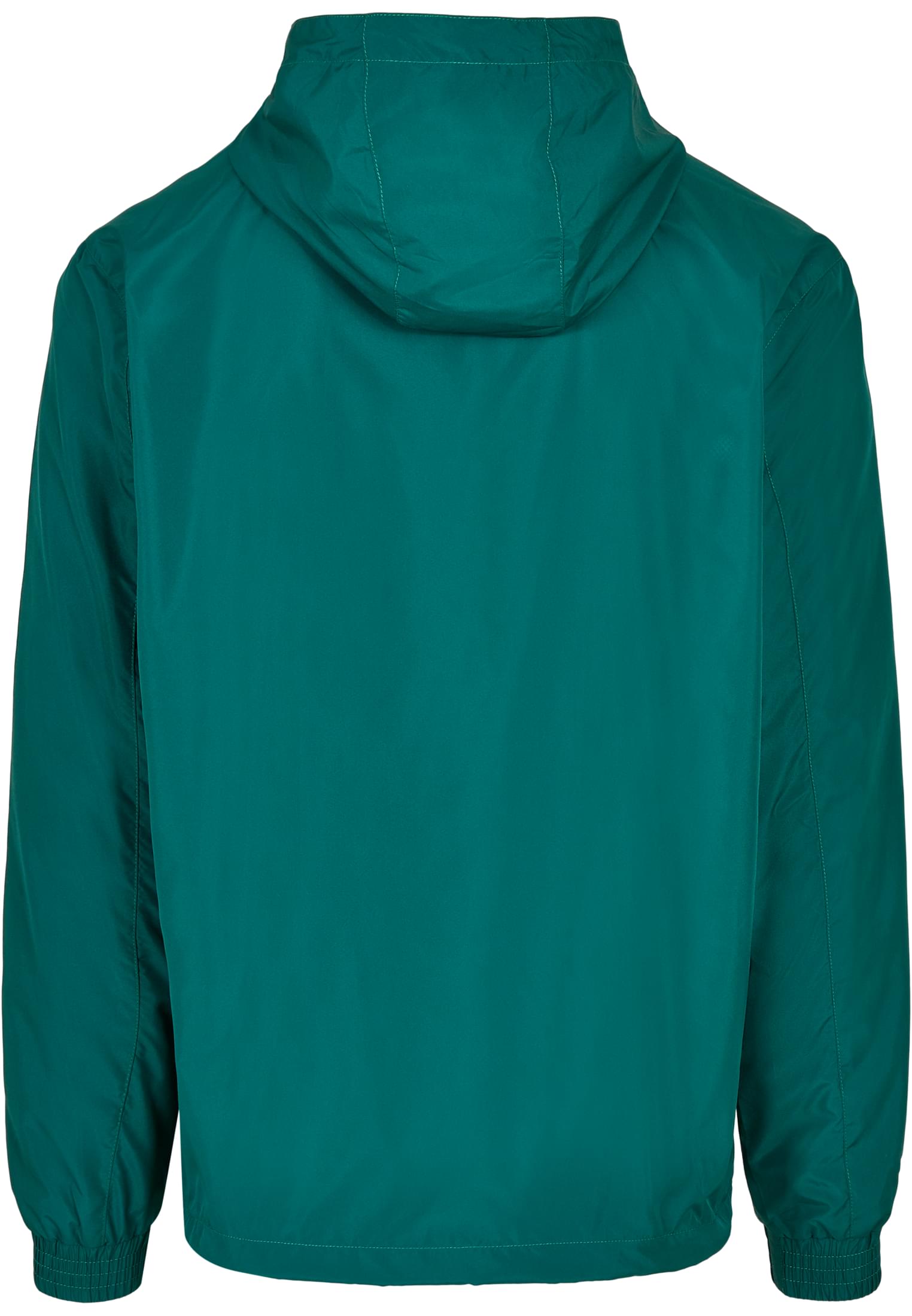 Baksidan av en grön UC Basic Pull Over Jacket med huva.