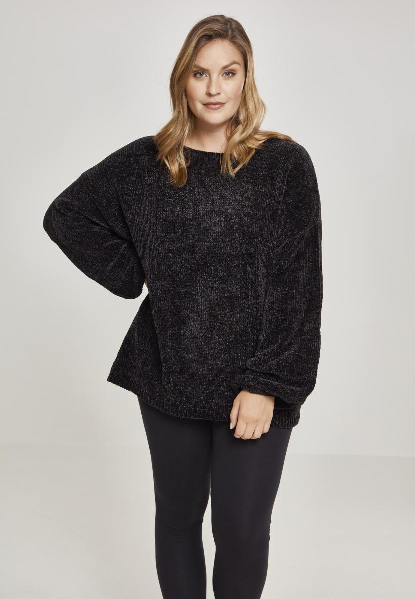 Maglione oversize in ciniglia da donna nero XXL