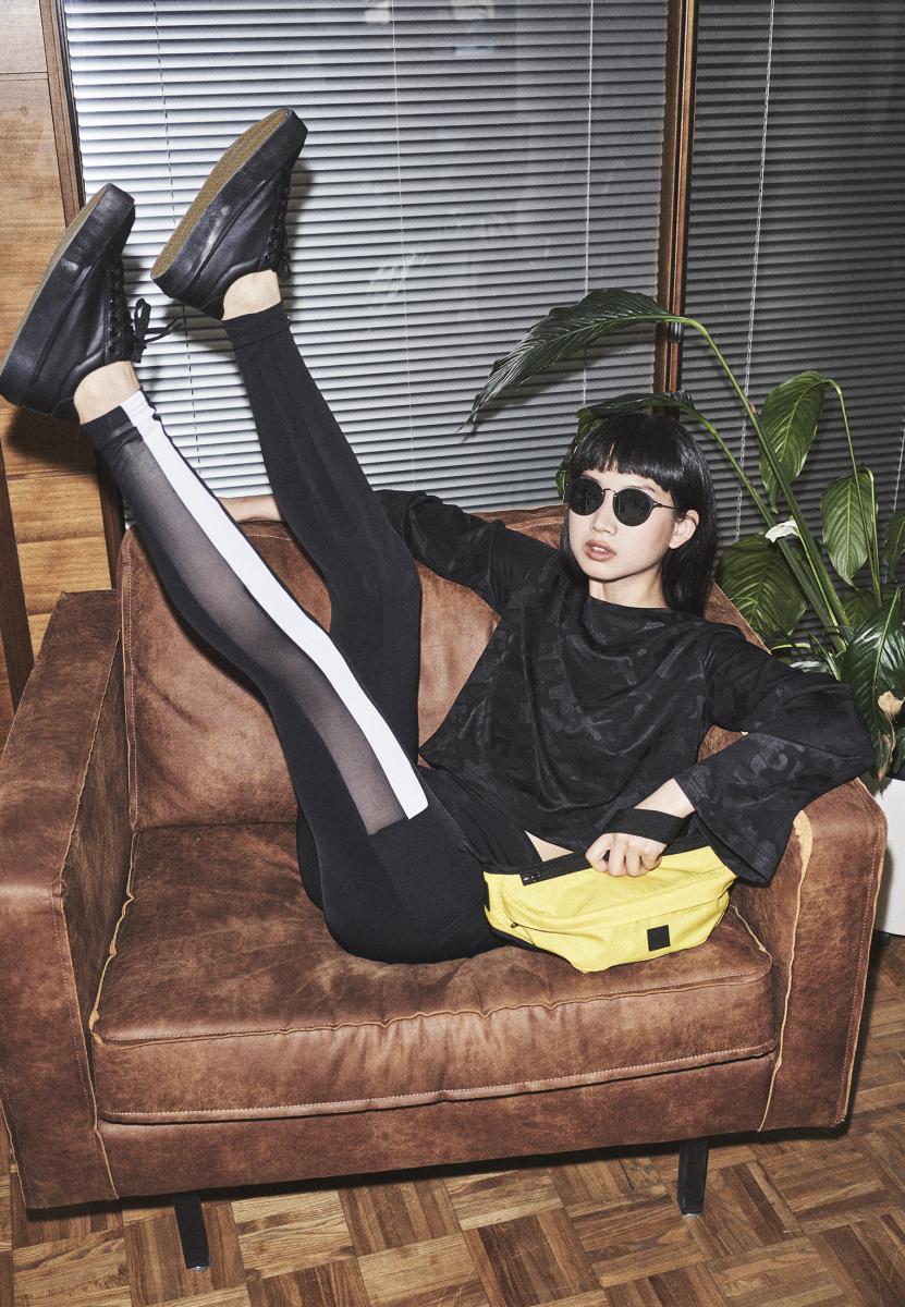 Leggings tascabili a righe in rete UC Tech