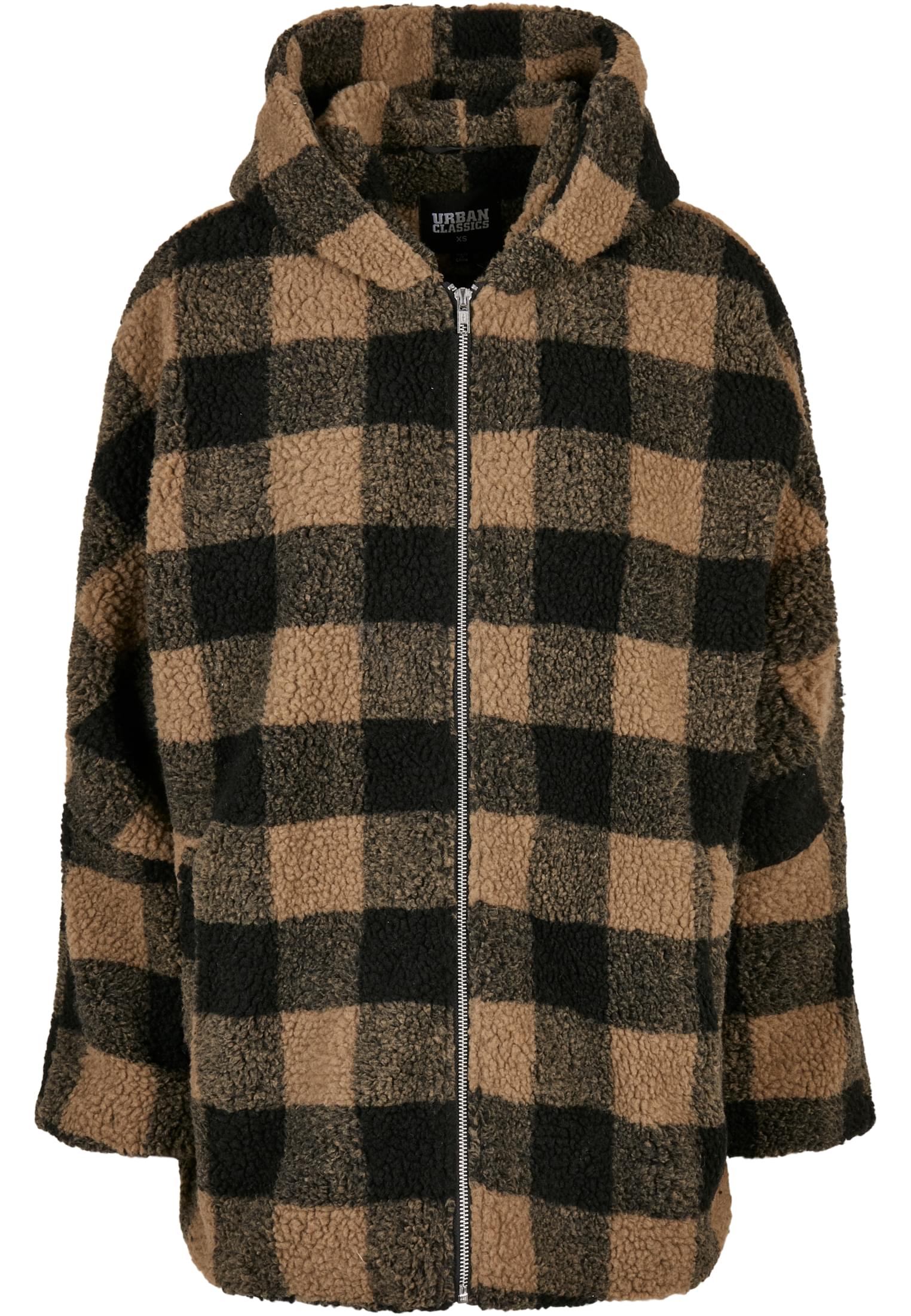 UC Hooded Oversized Check Sherpa Jacket