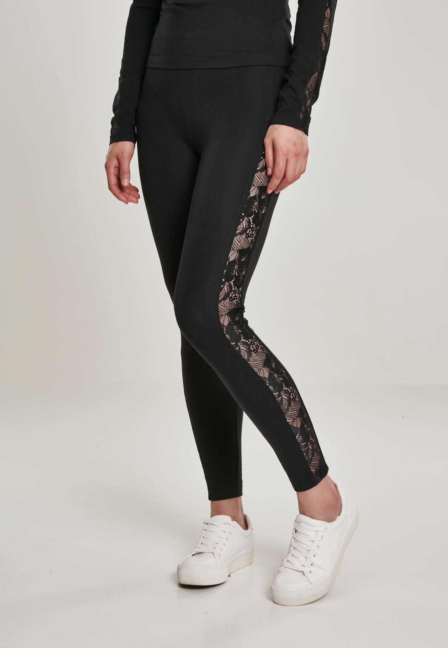 Leggings a righe in pizzo UC