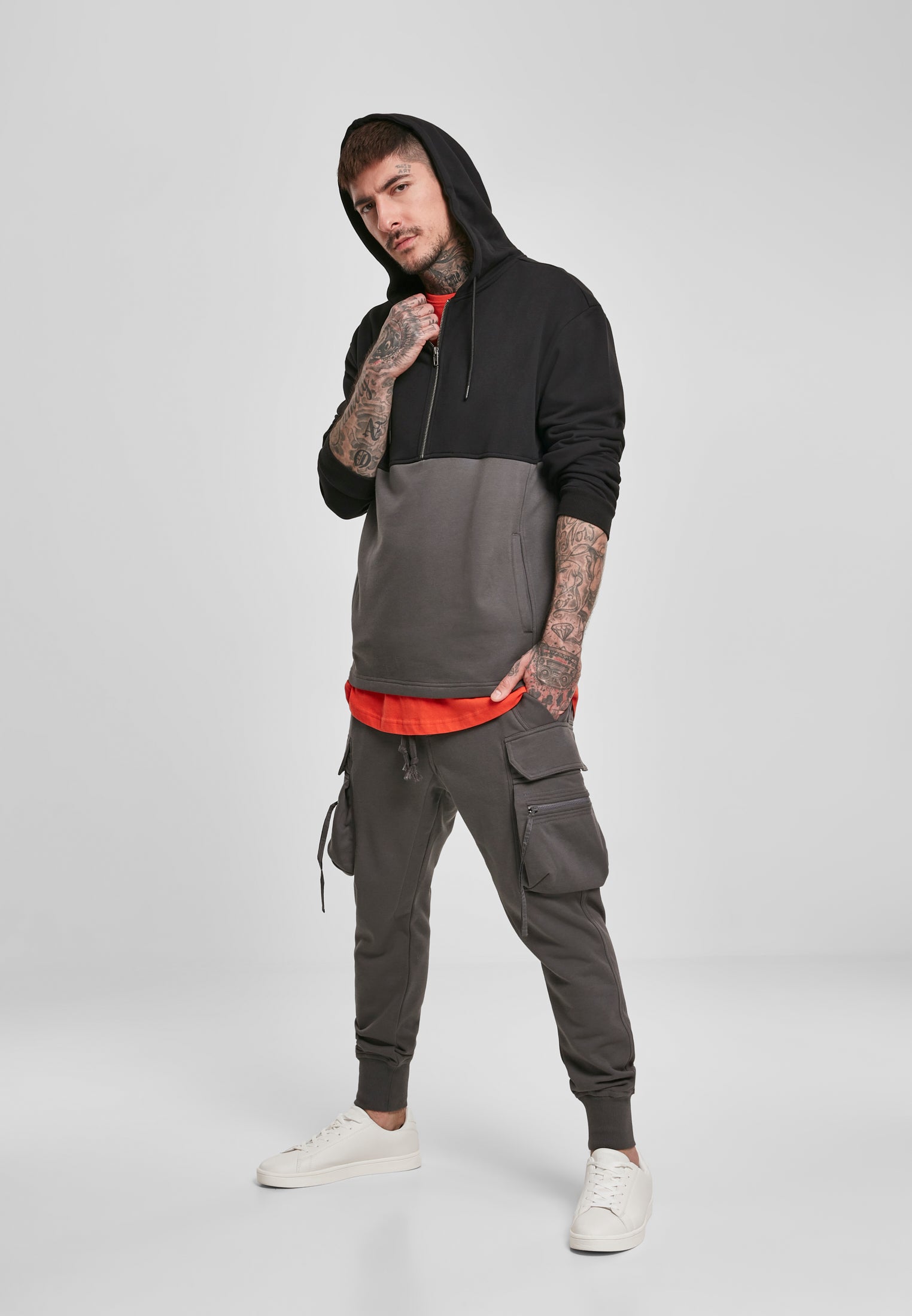 Sweat à capuche demi-zip décontracté UC