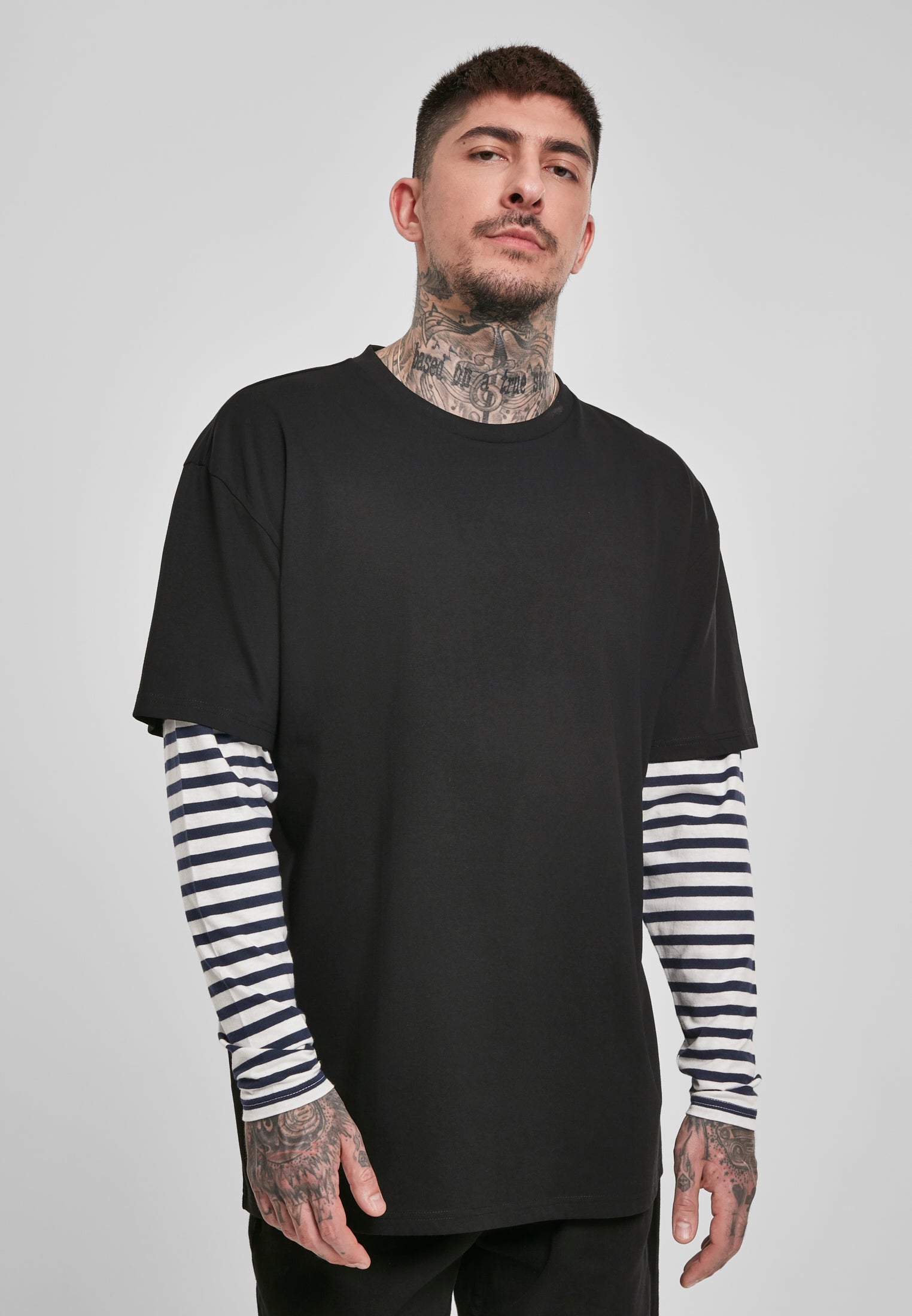 UC Oversized Double Layer Striped LS Tee