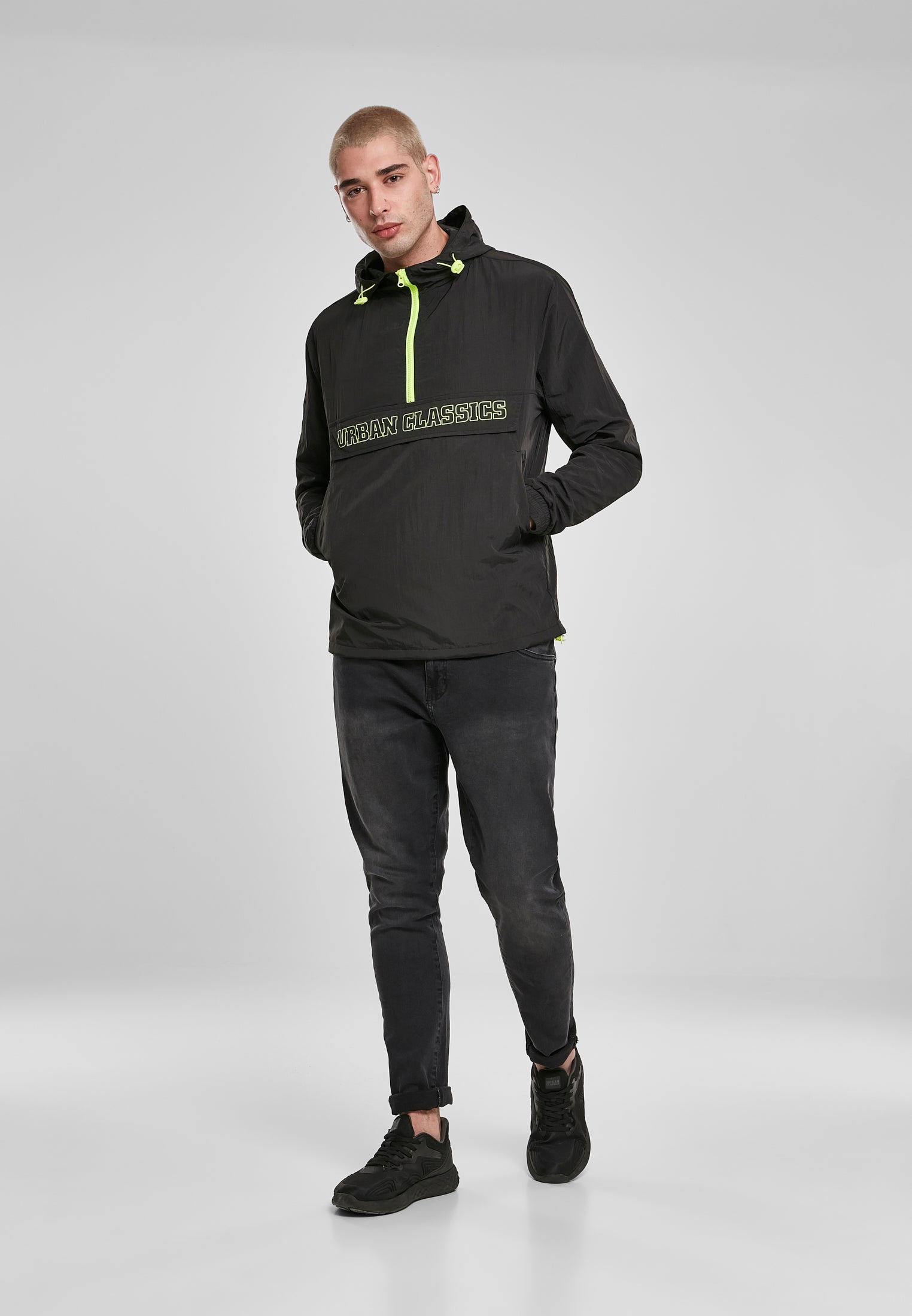 Giacca a contrasto nera/elettrico lime XXL