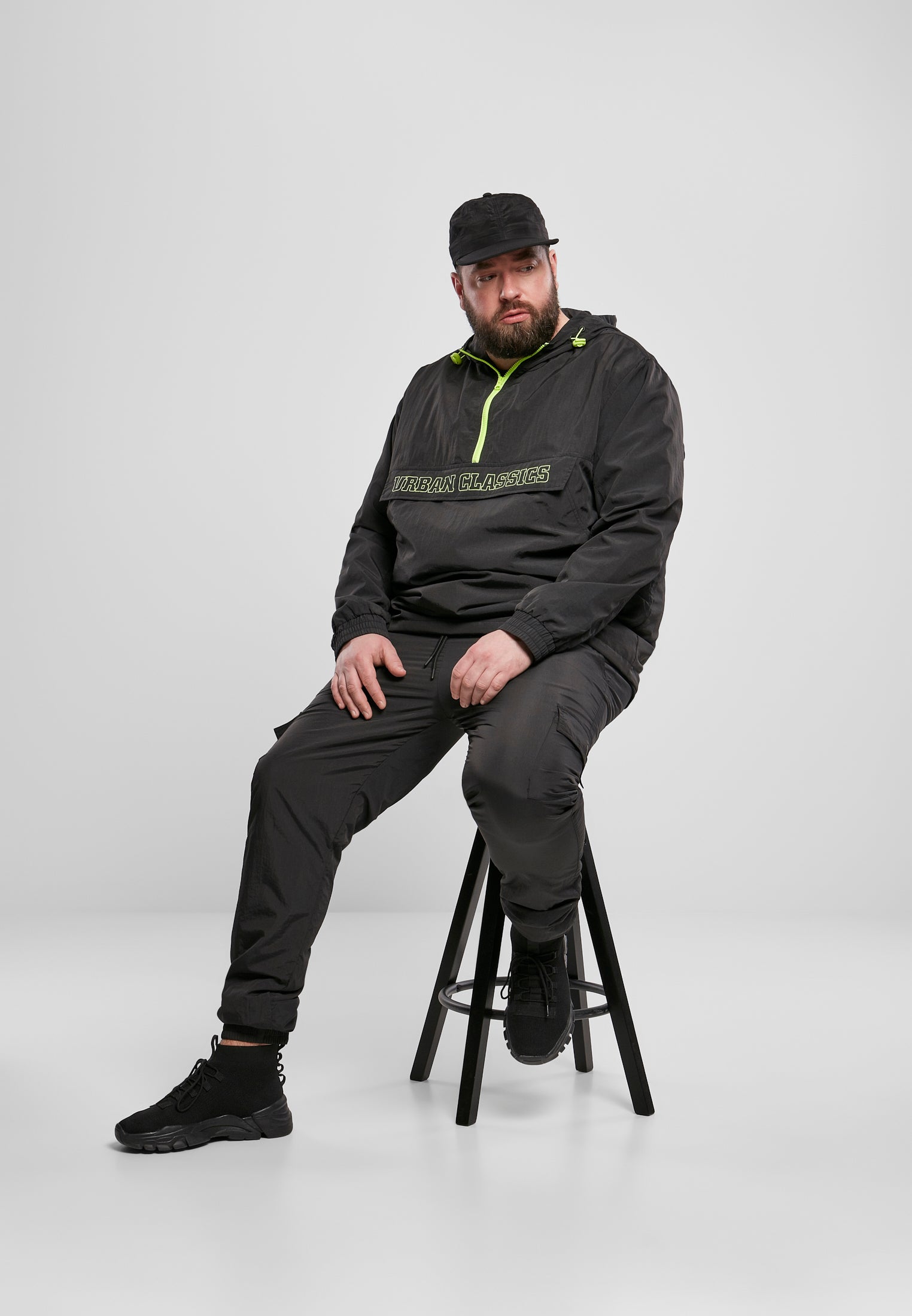 Giacca a contrasto nera/elettrico lime XXL