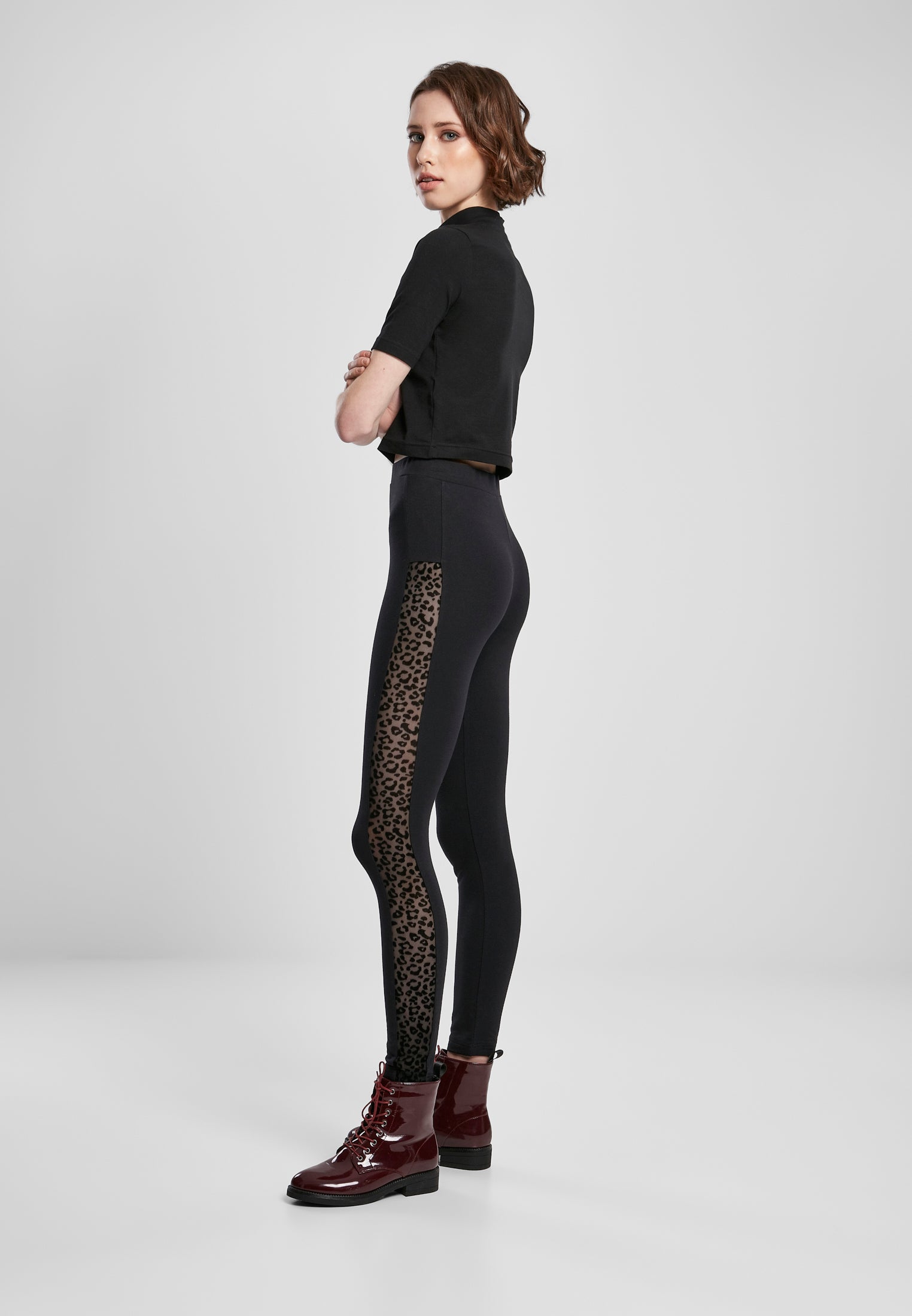 Leggings a righe in pizzo floccato UC