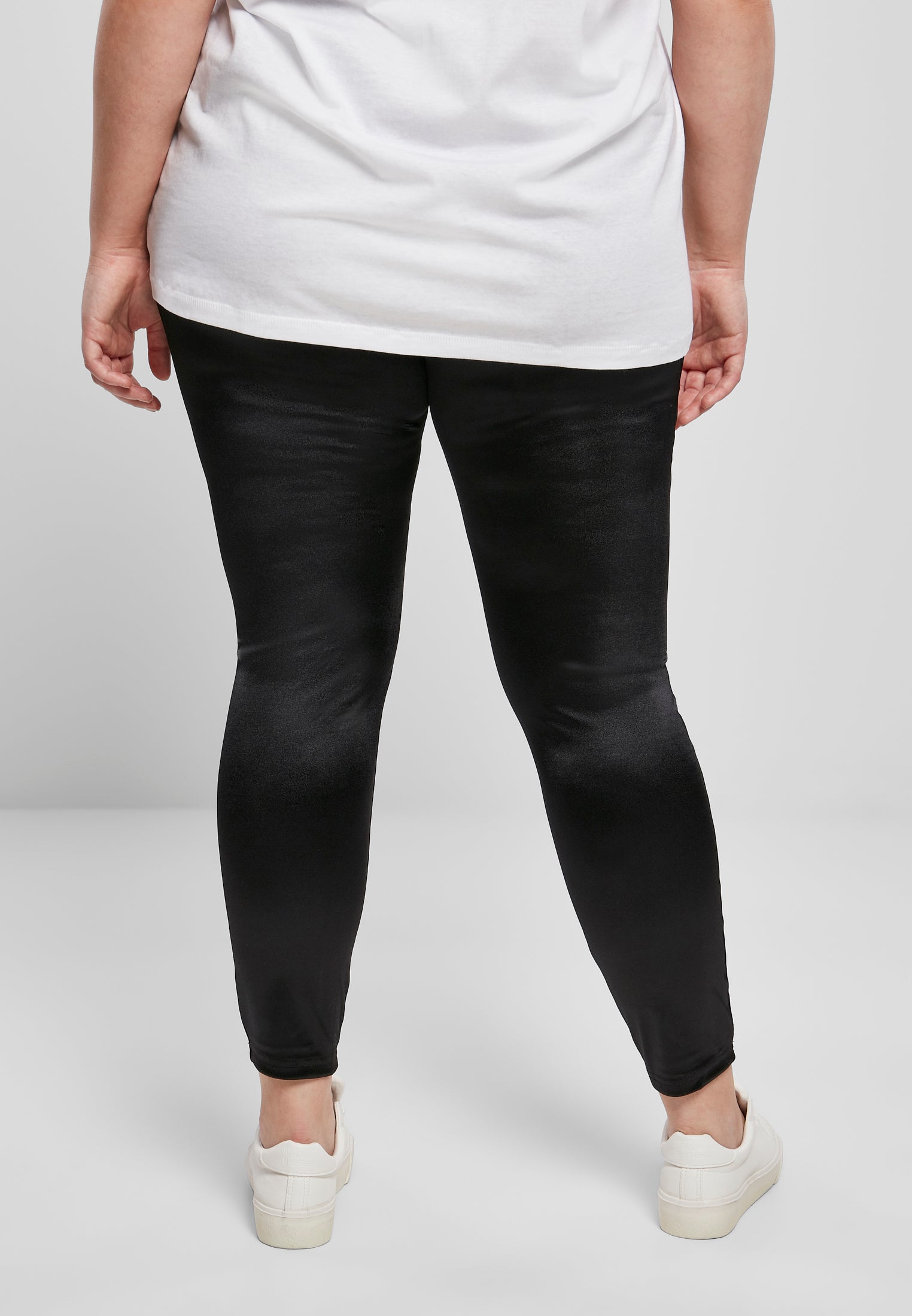 Leggings lucidi a vita alta da donna neri XXL