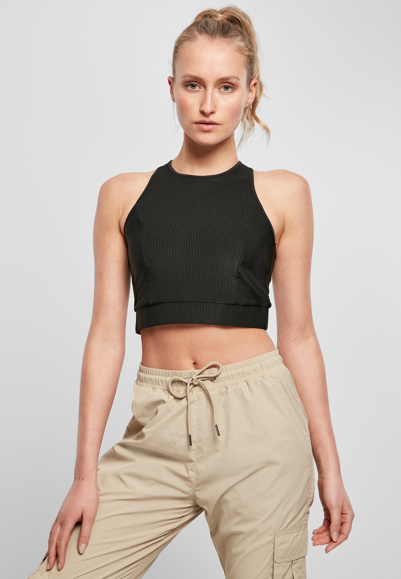 UC Cropped Shiny Rib Top