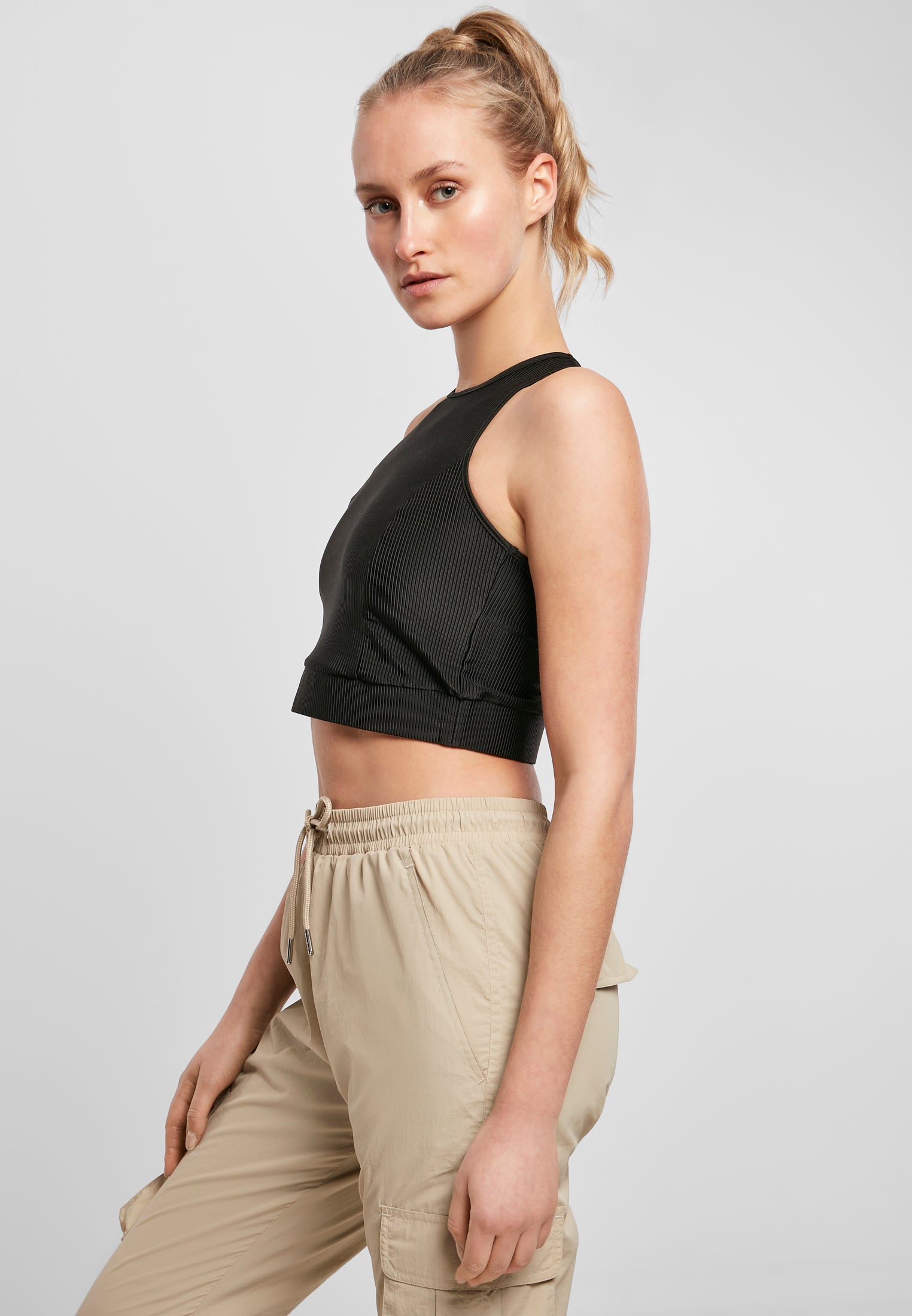 UC Cropped Shiny Rib Top