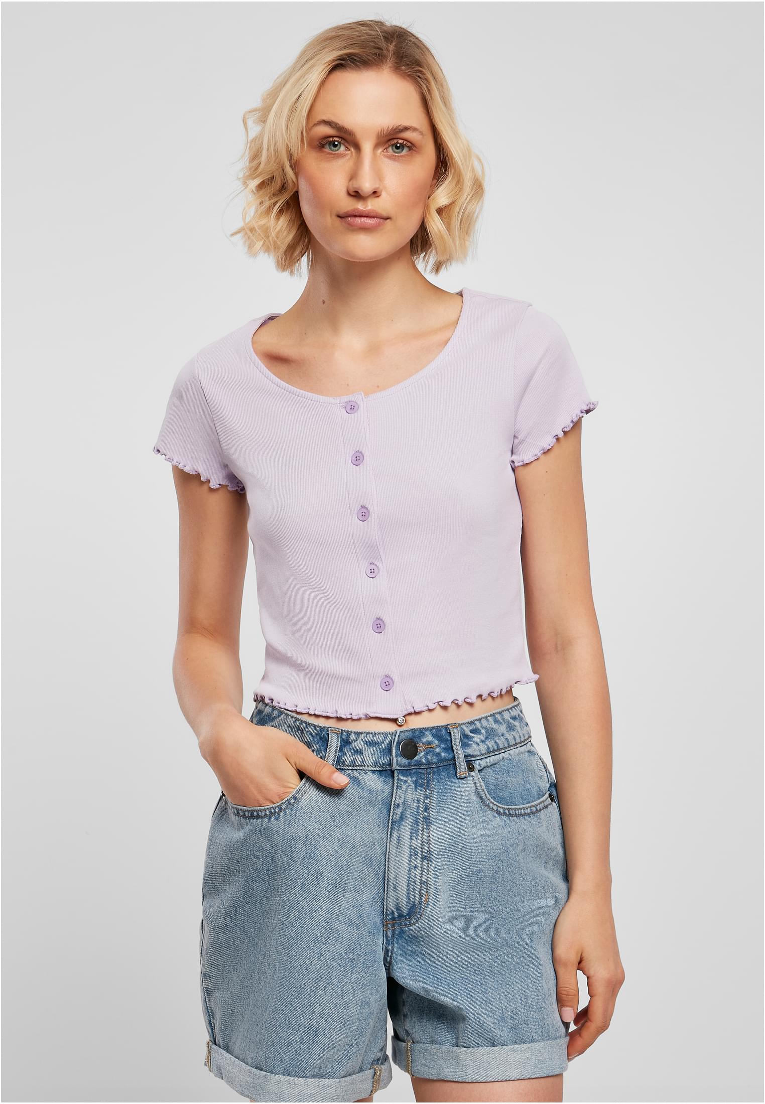 Tričko UC Cropped Button Up Rib Tričko