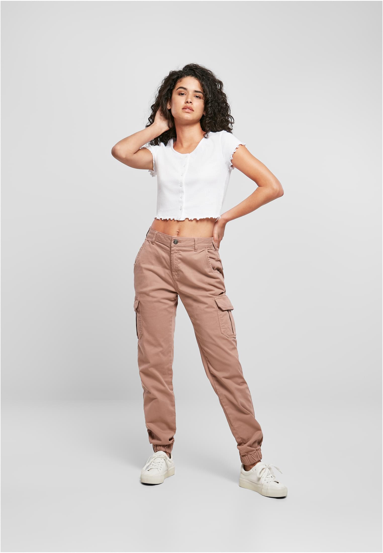 UC – Kurzes Ripp-T-Shirt mit Knopfleiste