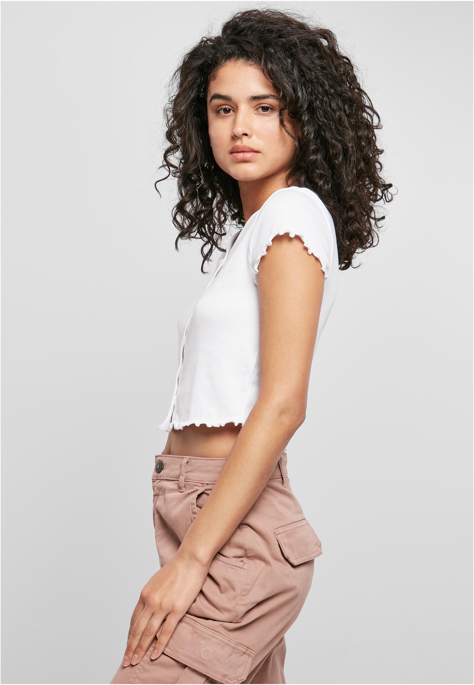 UC – Kurzes Ripp-T-Shirt mit Knopfleiste