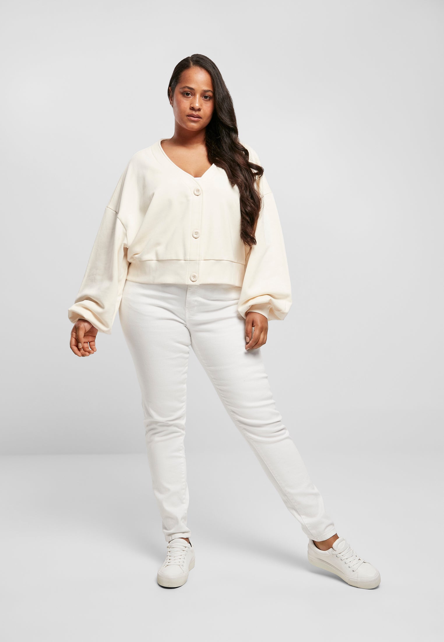 Bayan Organik Büyük Boy Kısa Havlu Hırka beyazkum XXL