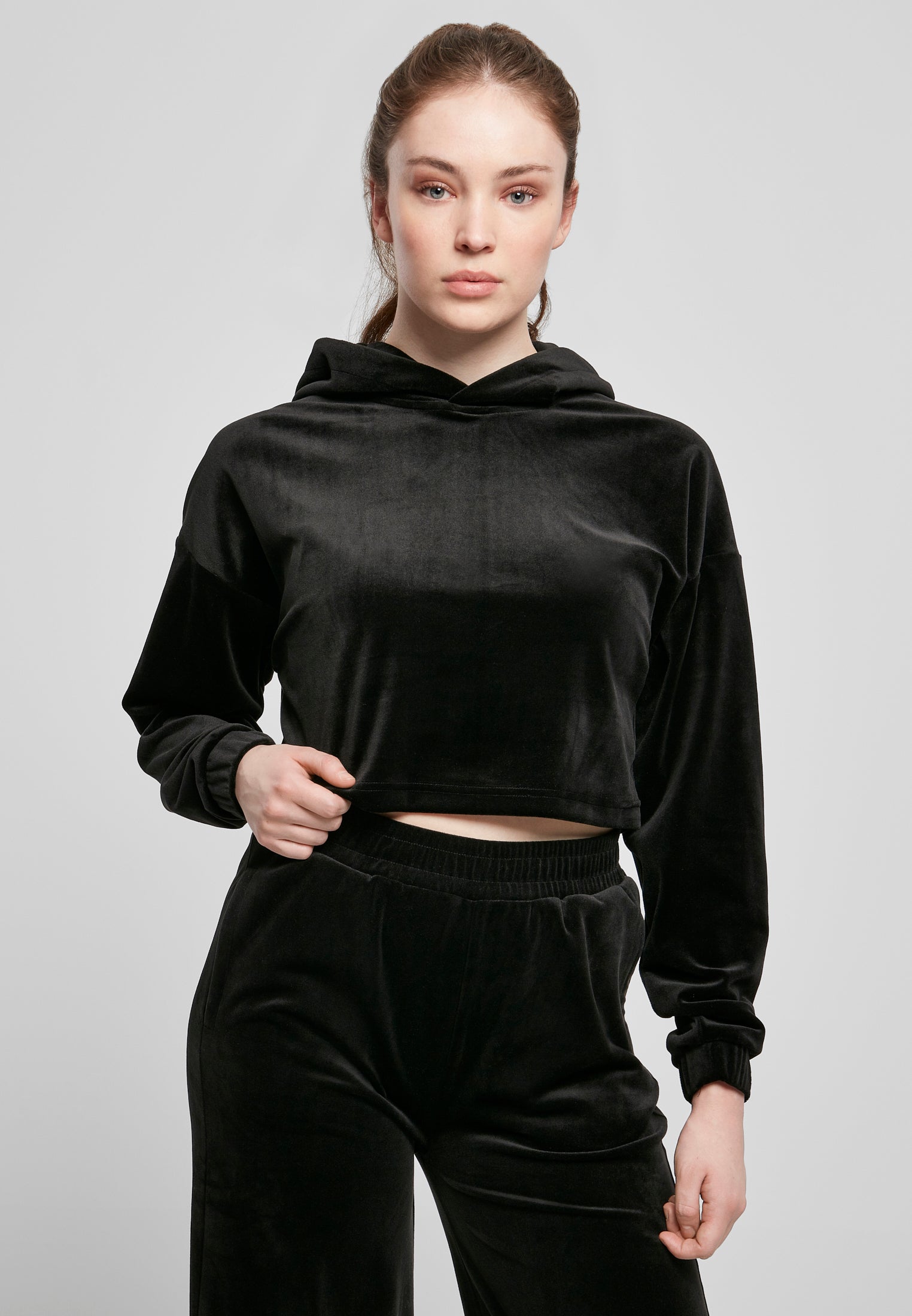 UC Cropped Velvet Oversized Hoody