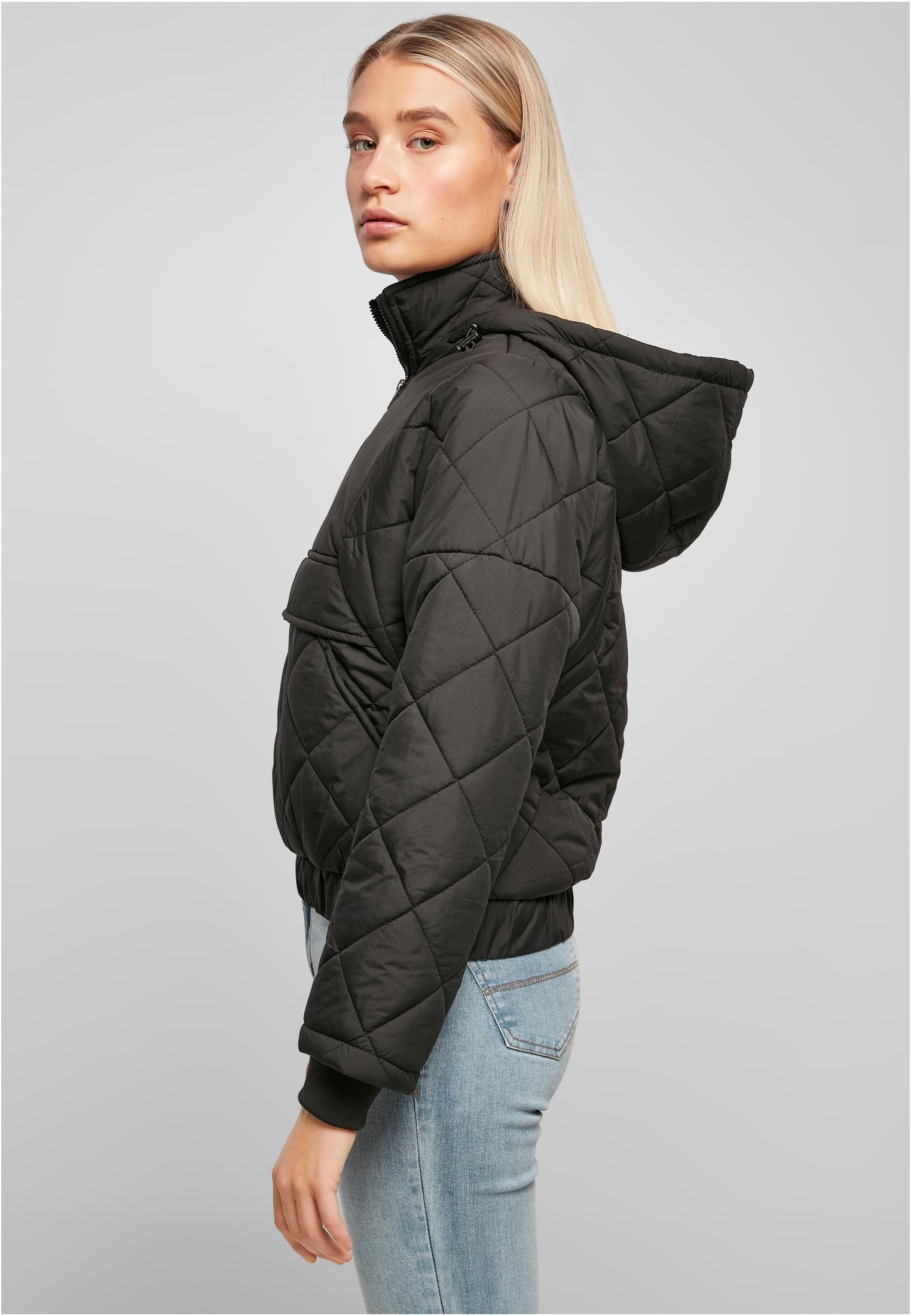 Oversized Diamond Quilted Pull Over Jacket