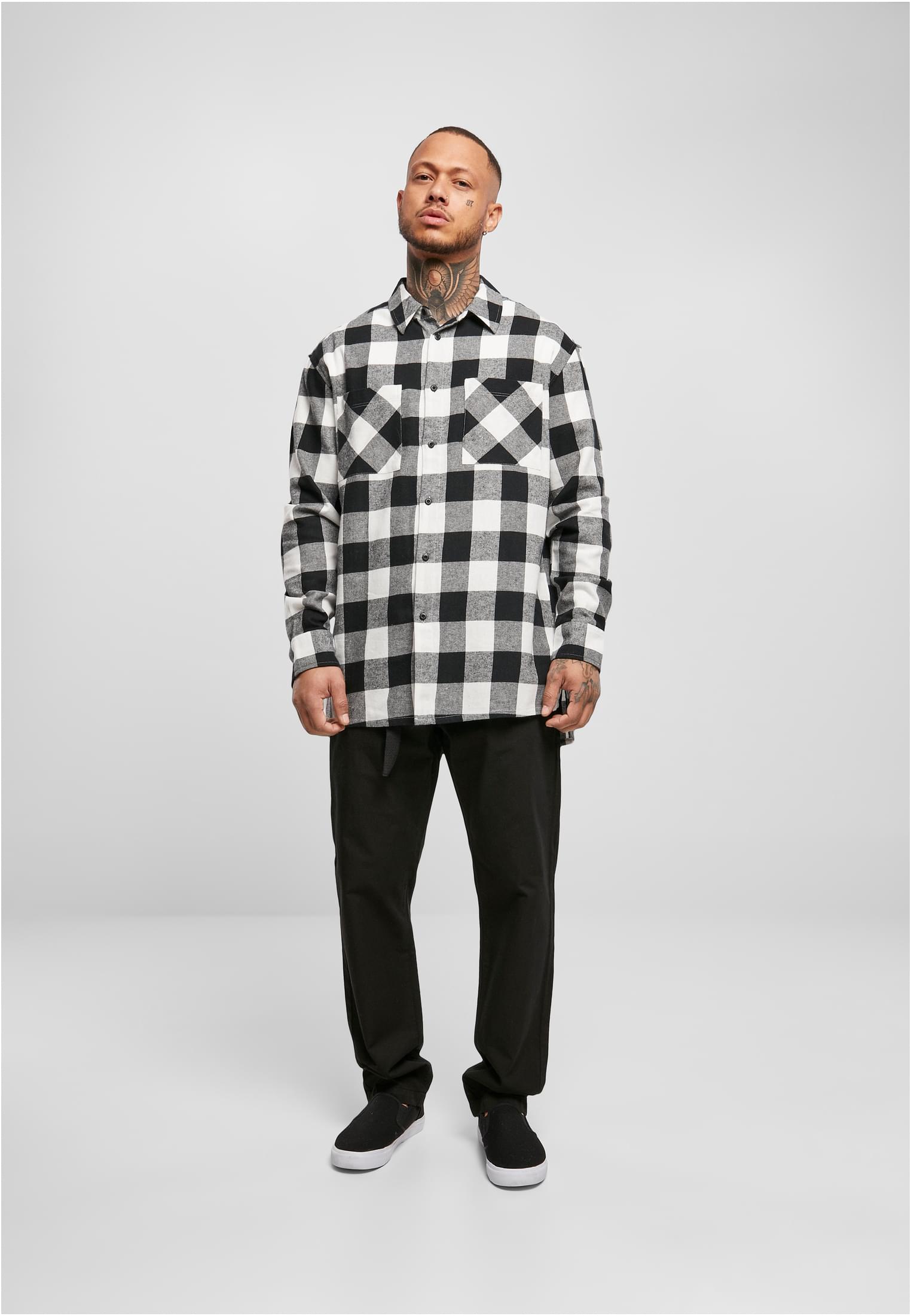 Camicia lunga oversize a quadri blu scuro/crema XXL