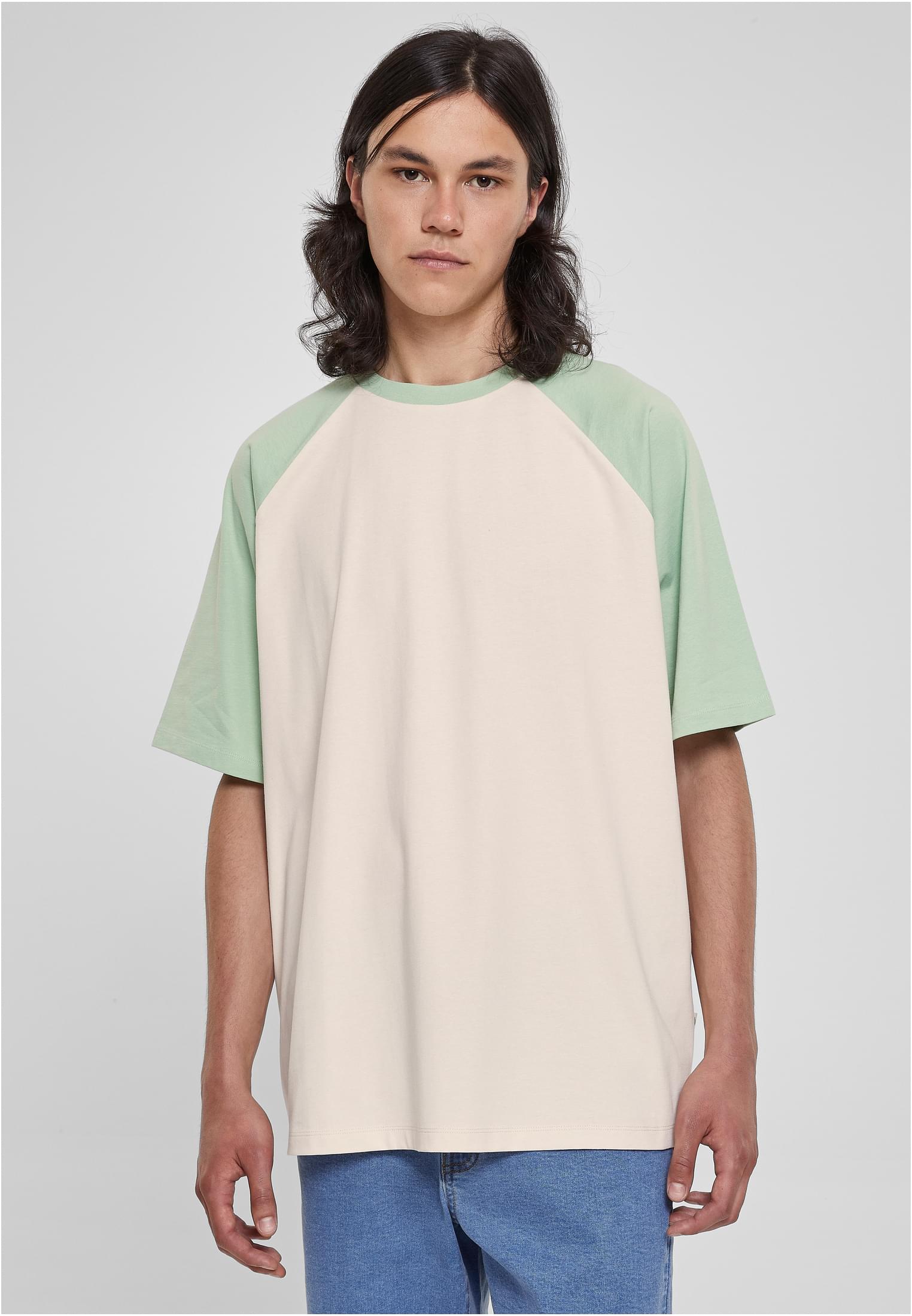Organische Oversized Raglan Tee witzand/vintage groen XXL