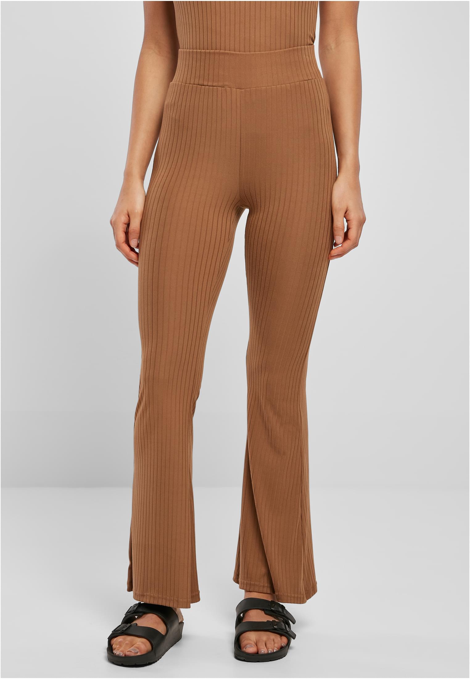 UC leggings með háum mitti og rifbeygðum