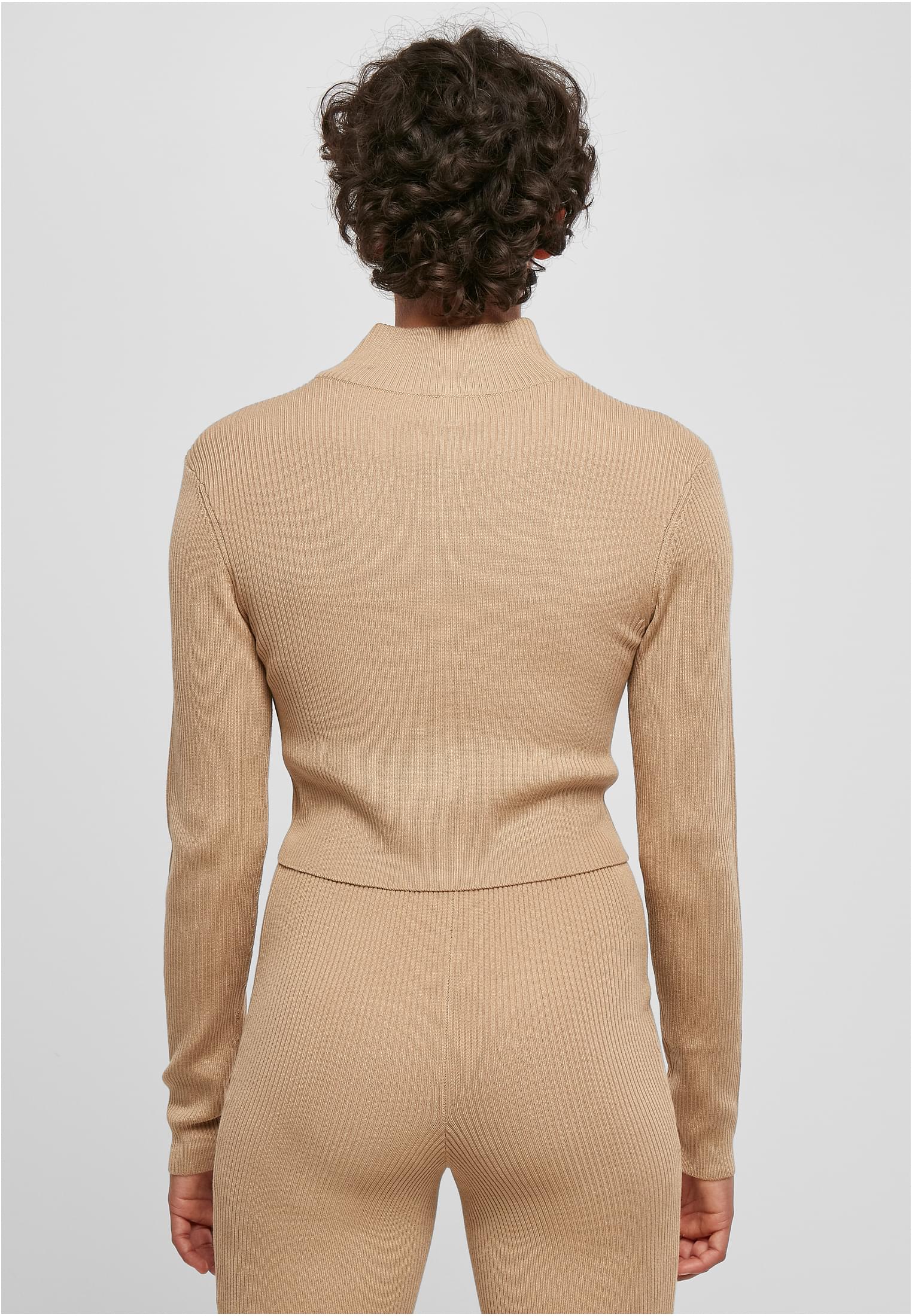 UC Cropped Rib Knit Zip Cardigan