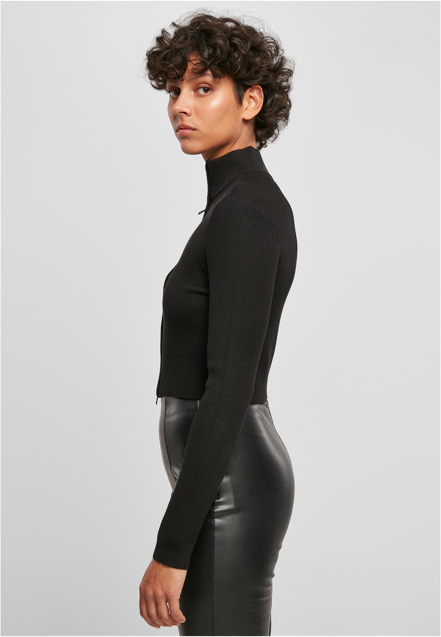 UC Cropped Rib Knit Zip Cardigan
