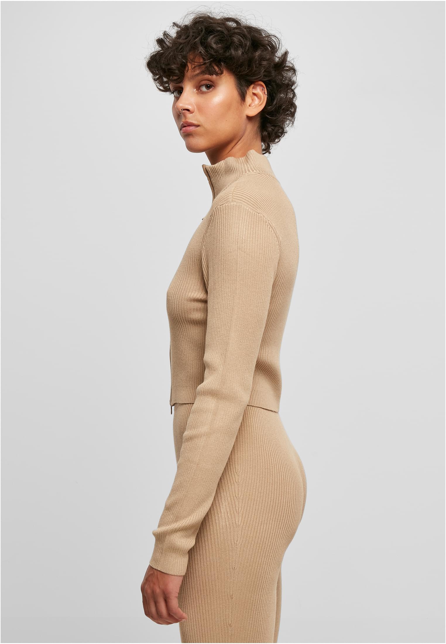 UC Cropped Rib Knit Zip Cardigan