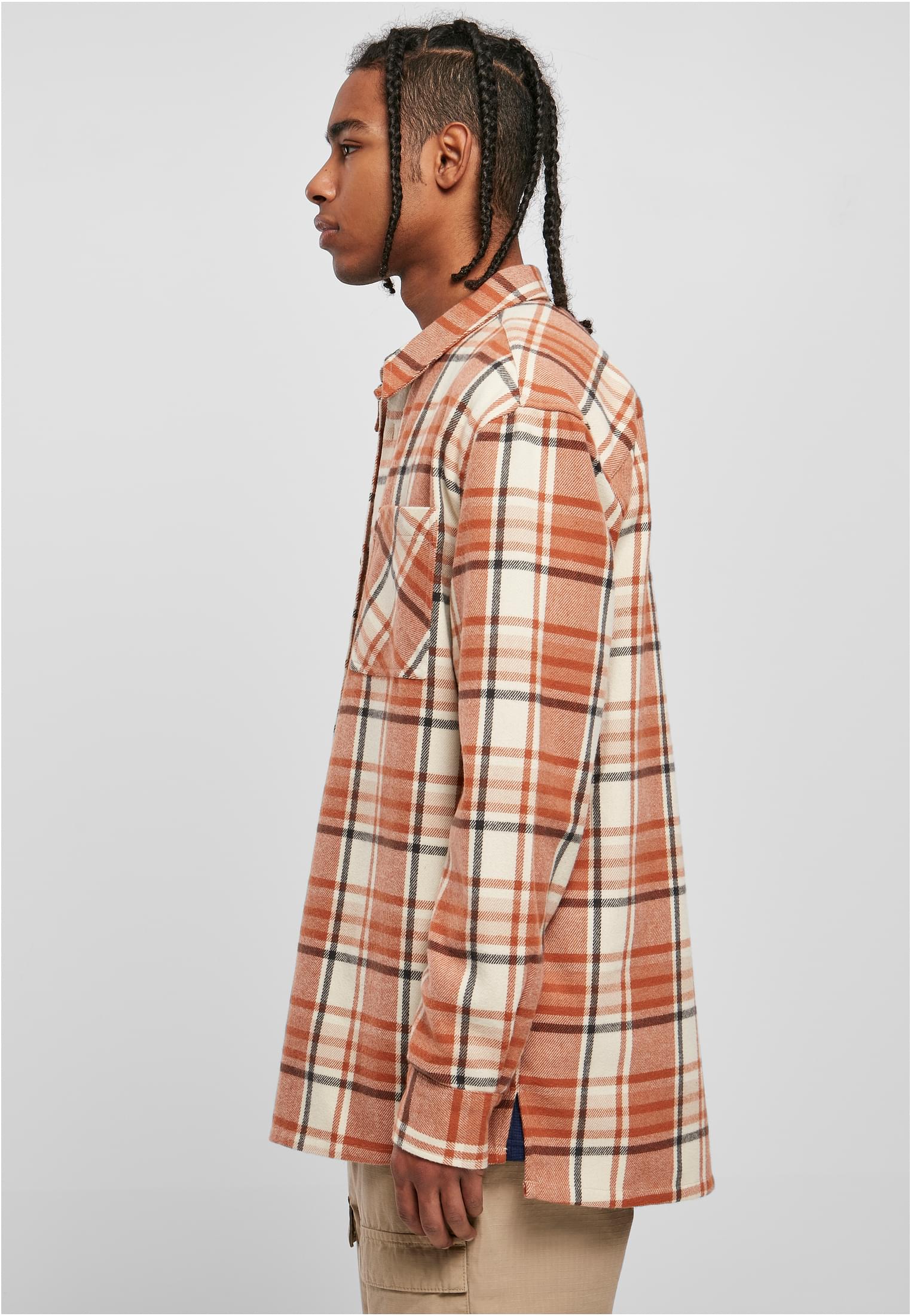 UC Long Oversized Checked Leaves Shirt