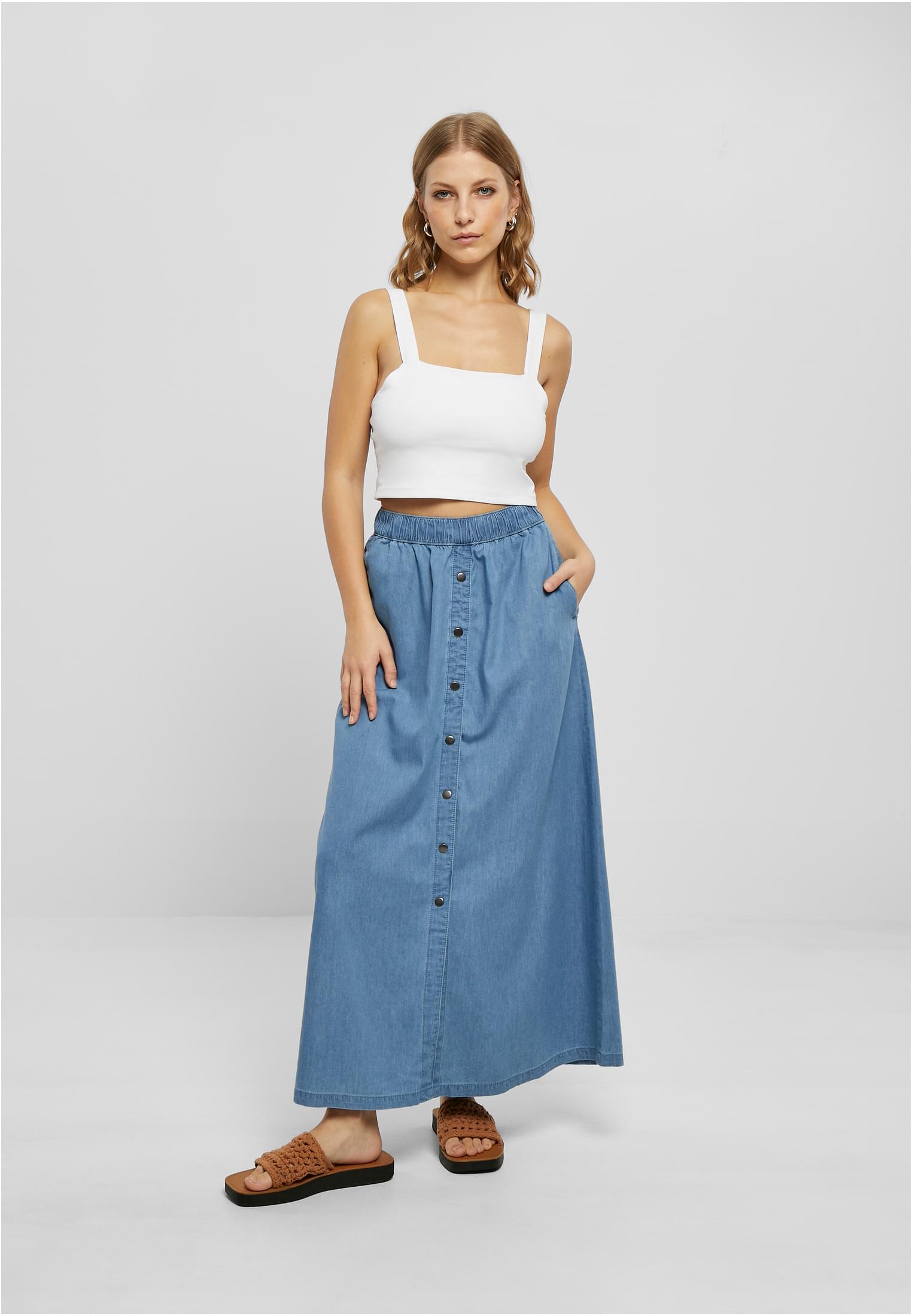 UC Long Wide Light Denim Skirt